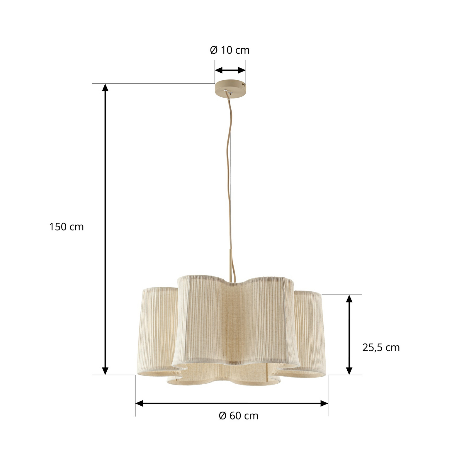 Lorna pendant light, natural colour, linen, Ø 60 cm - Lindby
