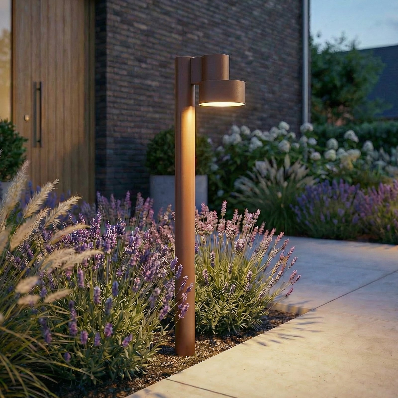 Bornă luminoasă LED Lucande Elune maro IP44 înălțime 77 cm - Modern - Aluminiu