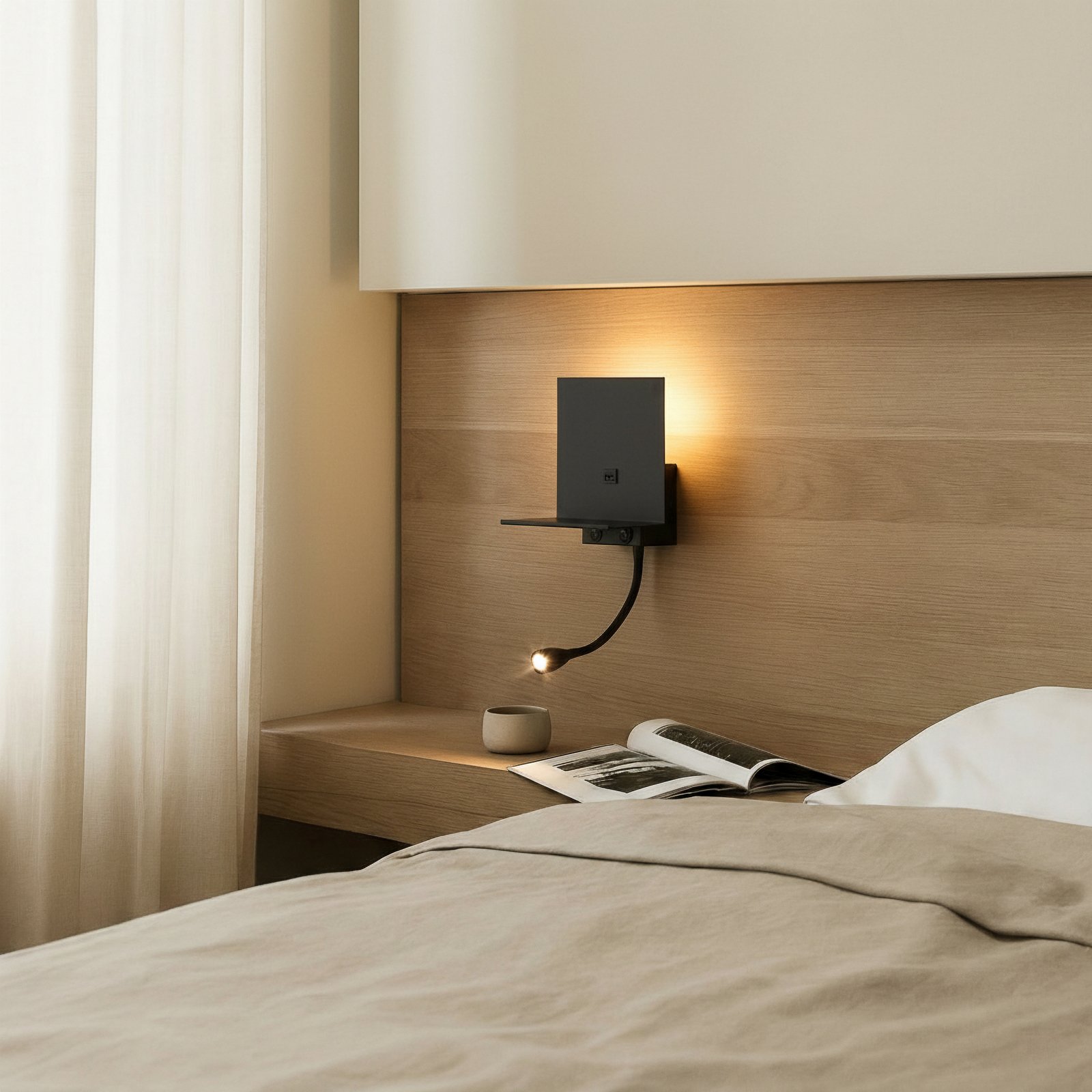 Lampka ścienna Lindby Thorid, czarna, USB, lampka do czytania LED, G9 Lampka ścienna Lindby Thorid, czarna, USB, lampka do czytania LED, G9