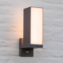 Cuba udendørs LED-væglampe, sensor, 1 lk, antracit