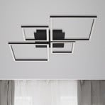 Frame LED ceiling lamp, step dim, 4-bulb black