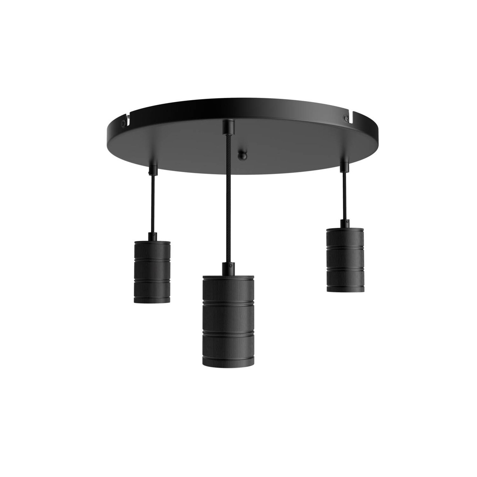 Calex Retro pendant light, round, 3-bulb, black