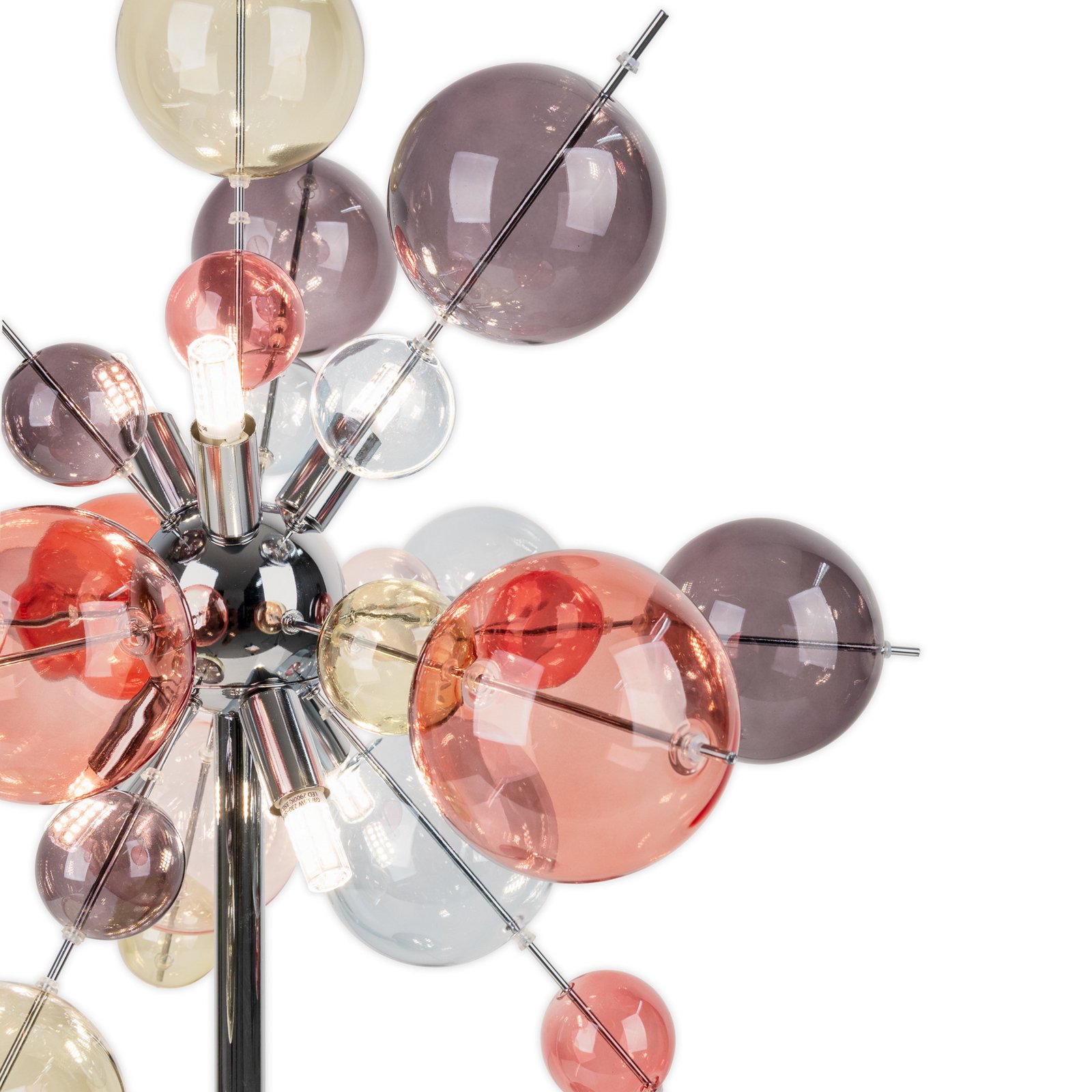 Golvlampa Explosion, glas, pastellfärgad, krom, G9 Golvlampa Explosion, glas, pastellfärgad, krom, G9