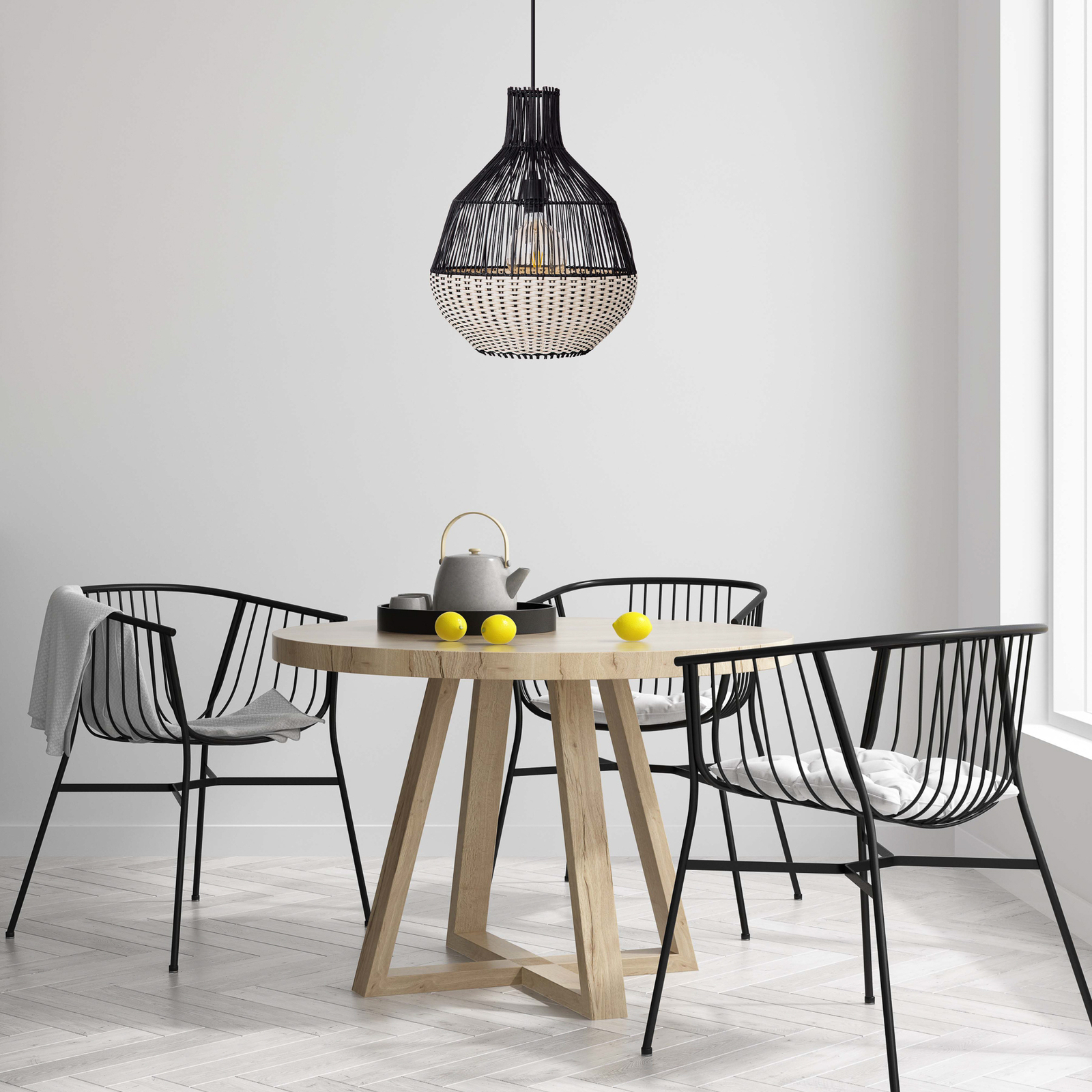 Lampada sospensione Milena paralume rattan, 1 luce