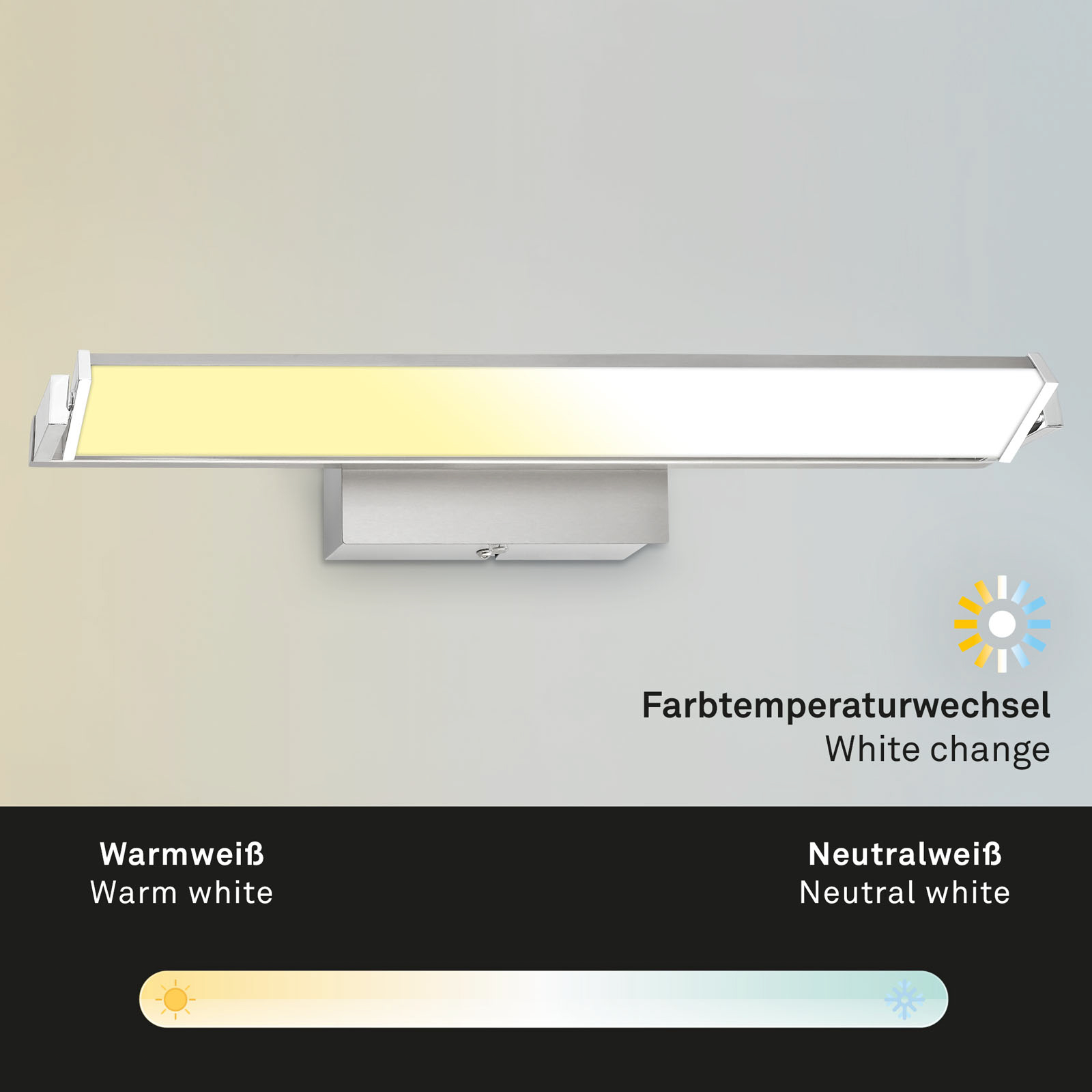 LED wall light Udonga, swivelling, CCT, dimmable, nickel