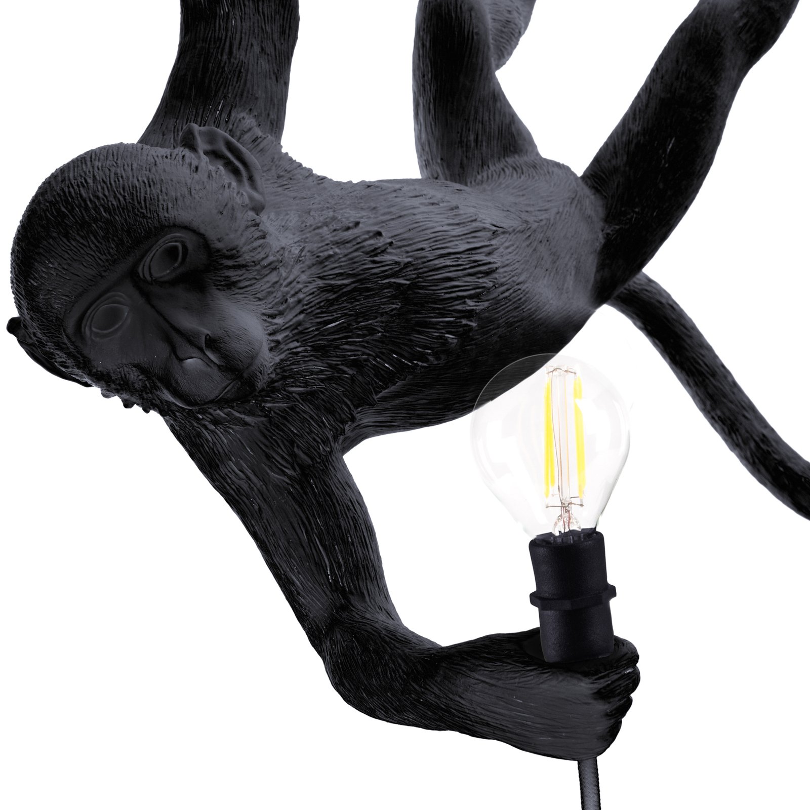 LED-ulkoriippuvalaisin Monkey Lamp keinuva, musta