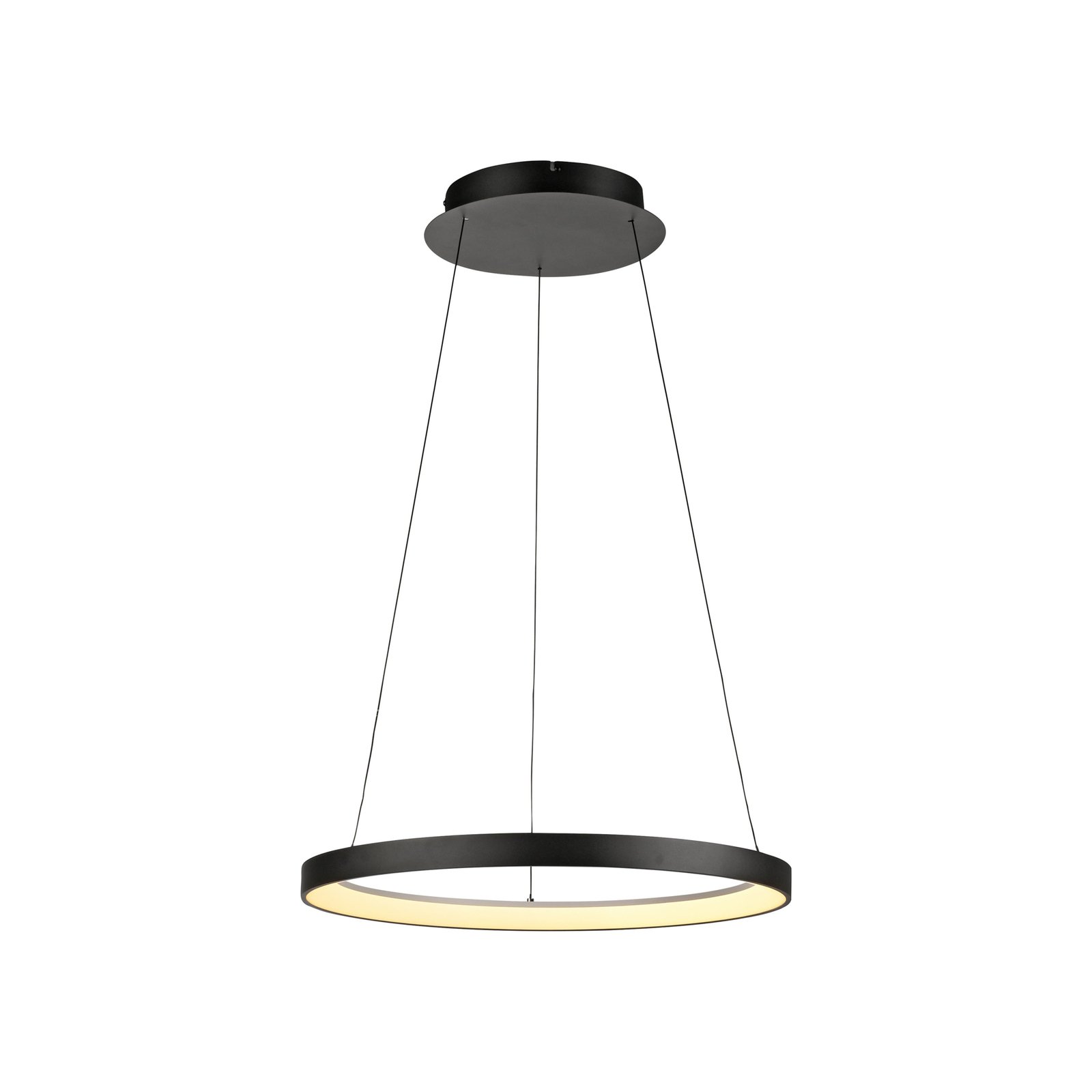 Paul Neuhaus Lampa wisząca LED Hoop, czarna, Ø 57 cm, ściemniana