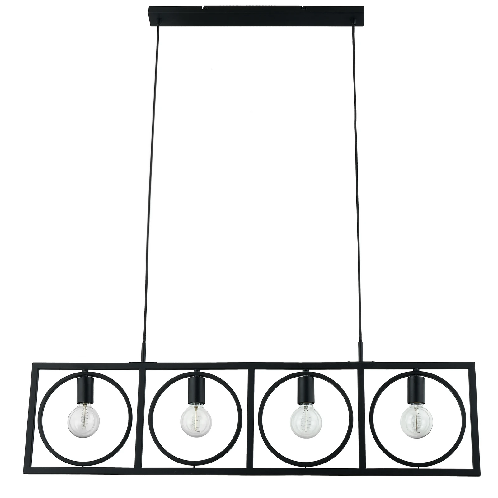 Lámpara colgante Lindby Mateja, negra, metal, 112 cm, 4 luces.