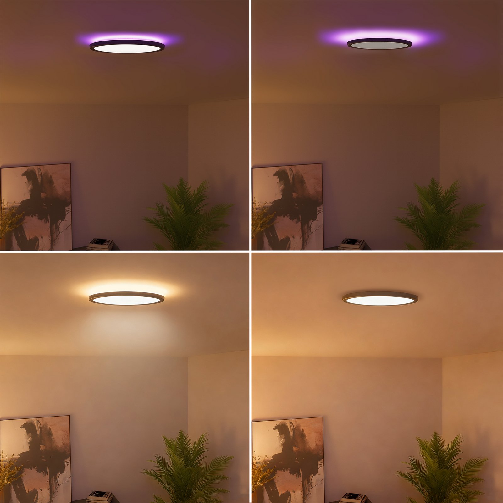 Calex Smart LED-Deckenlampe HALO Ø 30cm schwarz IP54 RGB CCT