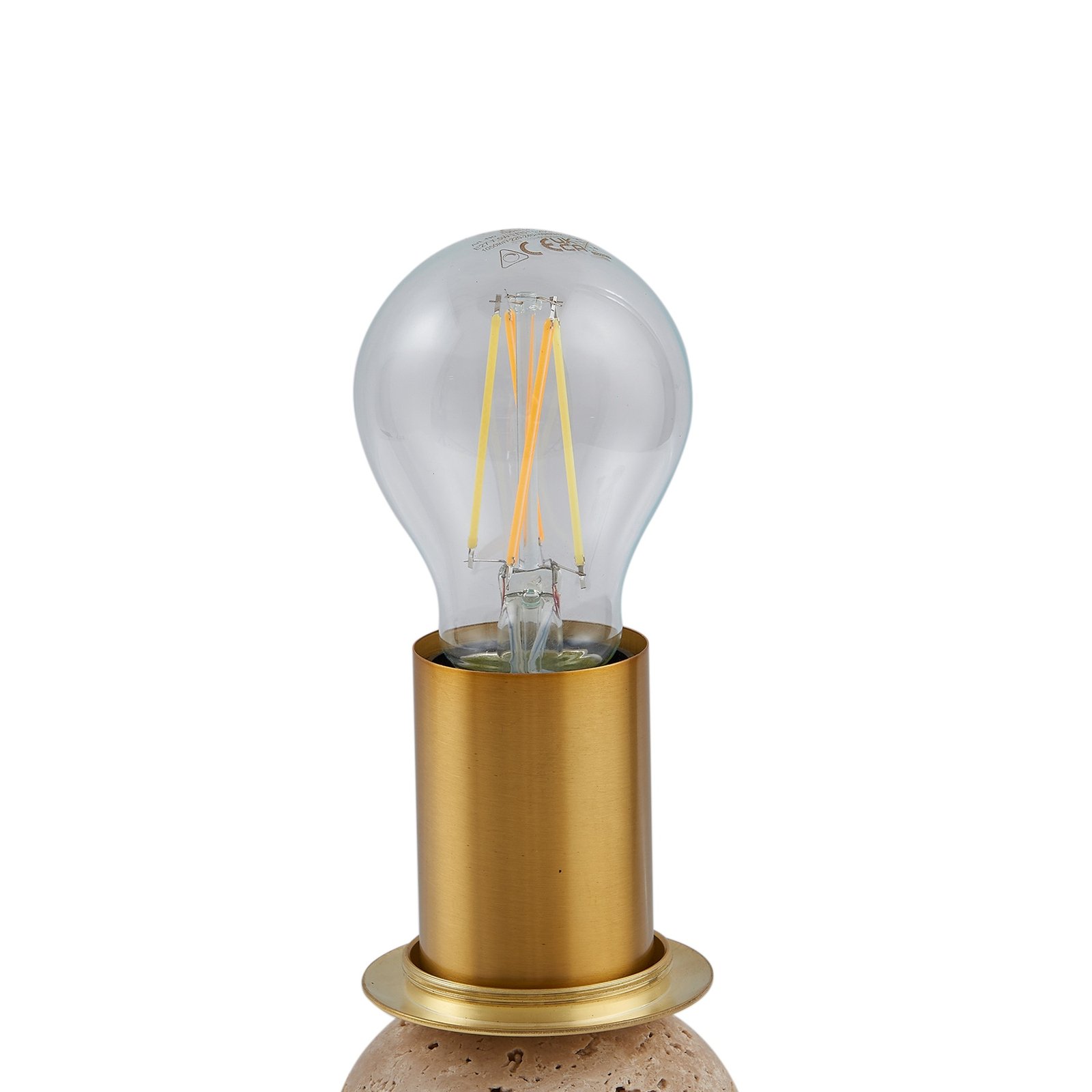 Lindby bordlampe Kirstan, beige, hvit, glass, kule 33 cm