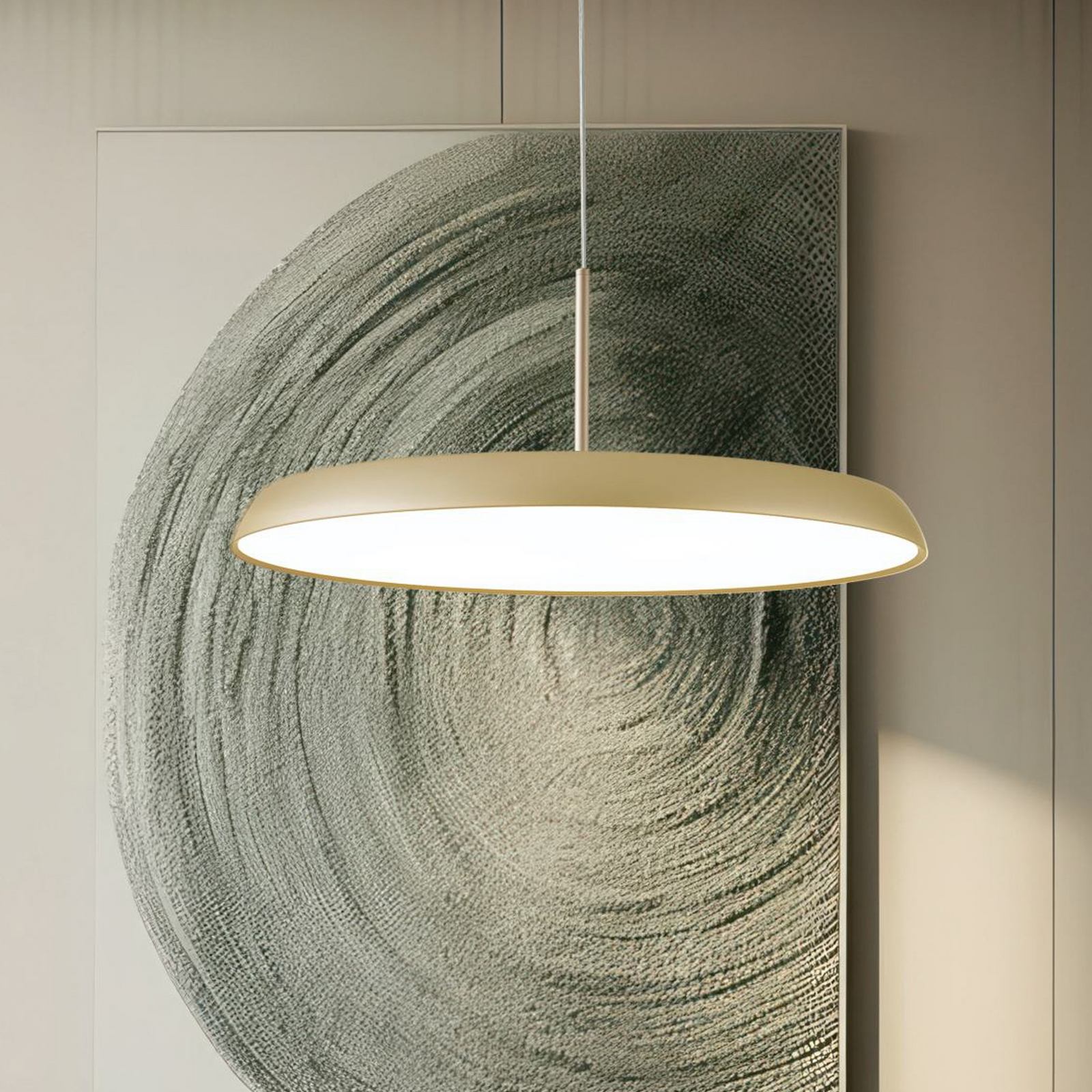 LED-Hängelampe Art, creme-goldfarben, Ø 45 cm, Metall