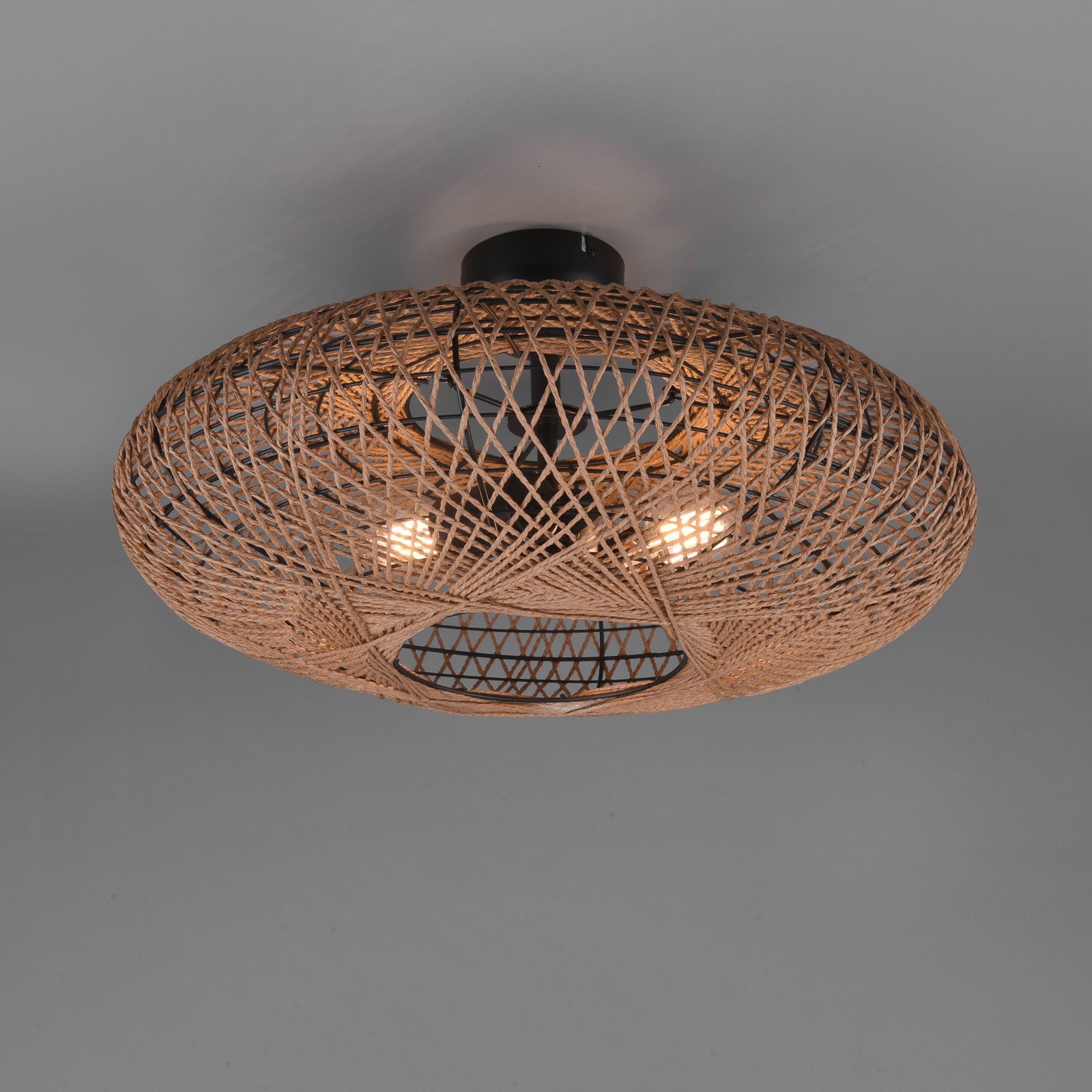 Hedda ceiling light made of sisal and metal