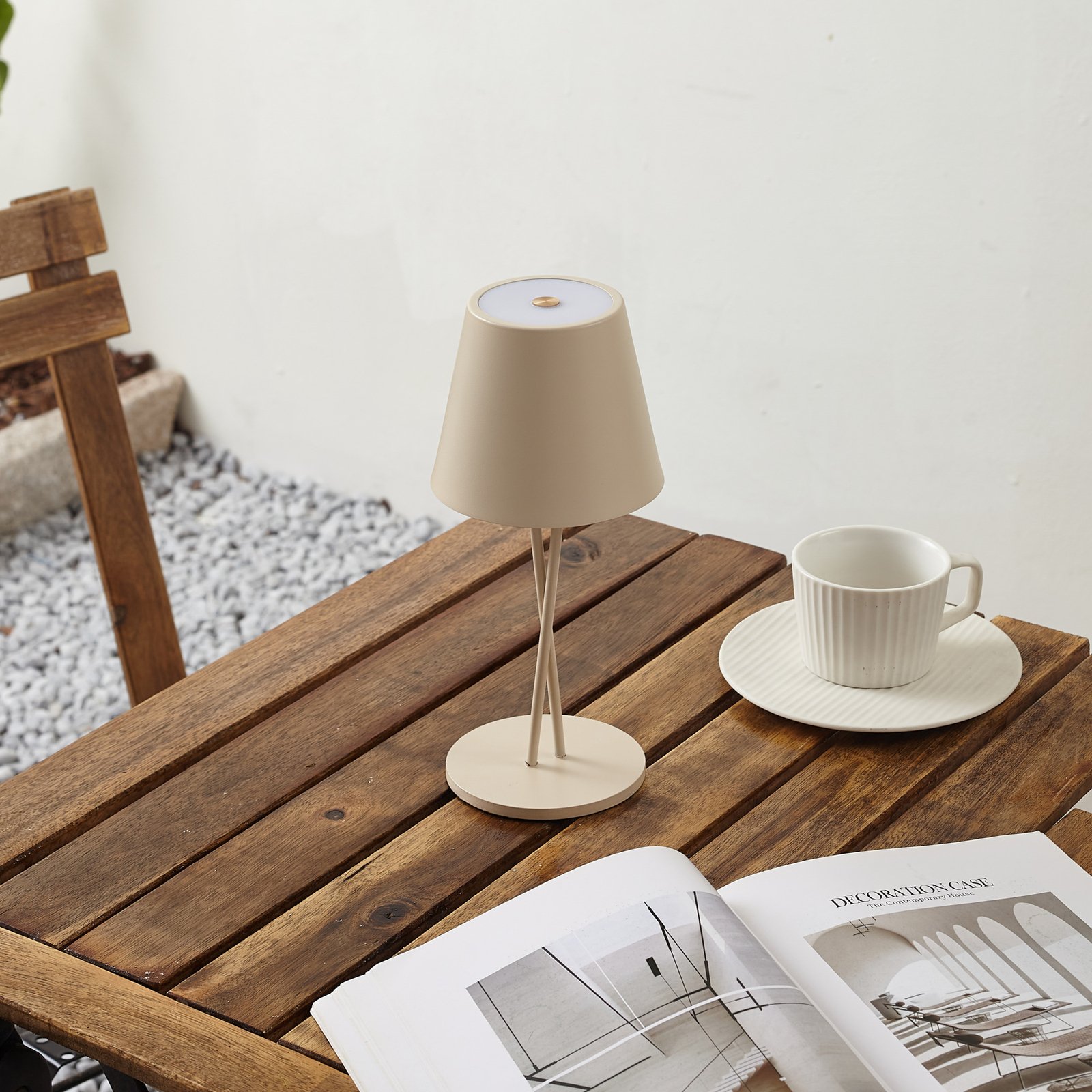 Janea Cross Portable Table Lamp Dim. IP54 Beige - Lindby