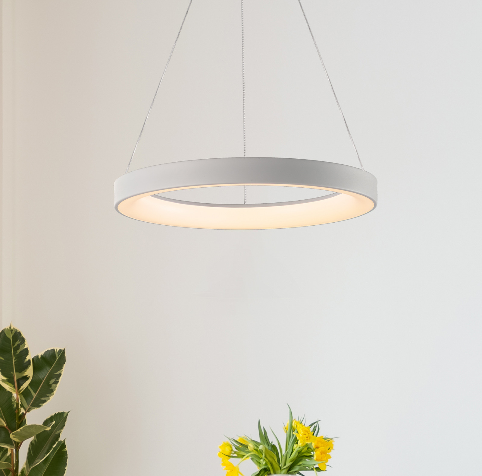 Mantra Iluminación Niseko II pametna LED viseća svjetiljka, Ø 38 cm, bijela, CCT, prigušiva - Dnevni boravak/blagovaonica - Moderan - bijeli - Aluminij