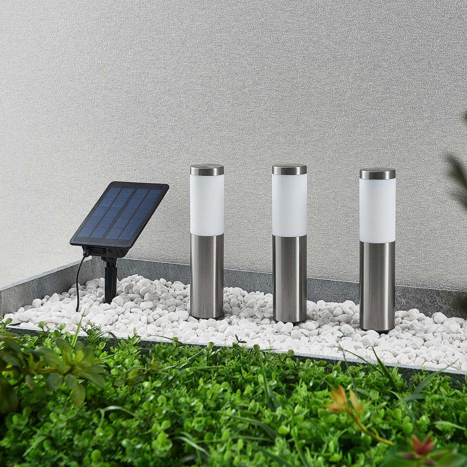 Image of Lindby Lexiane lampes solaires LED, lot de 3, inox 4251911713305