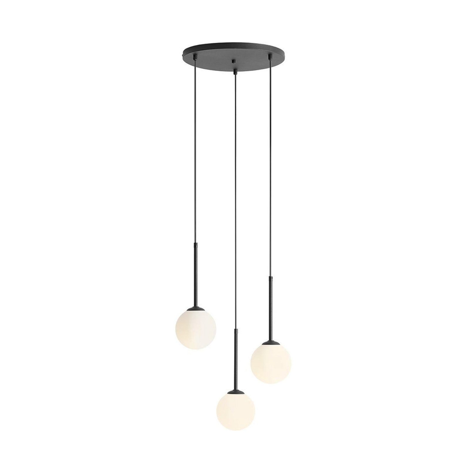 Hanglamp Joel, zwart/wit, Rondel, 3-lamps