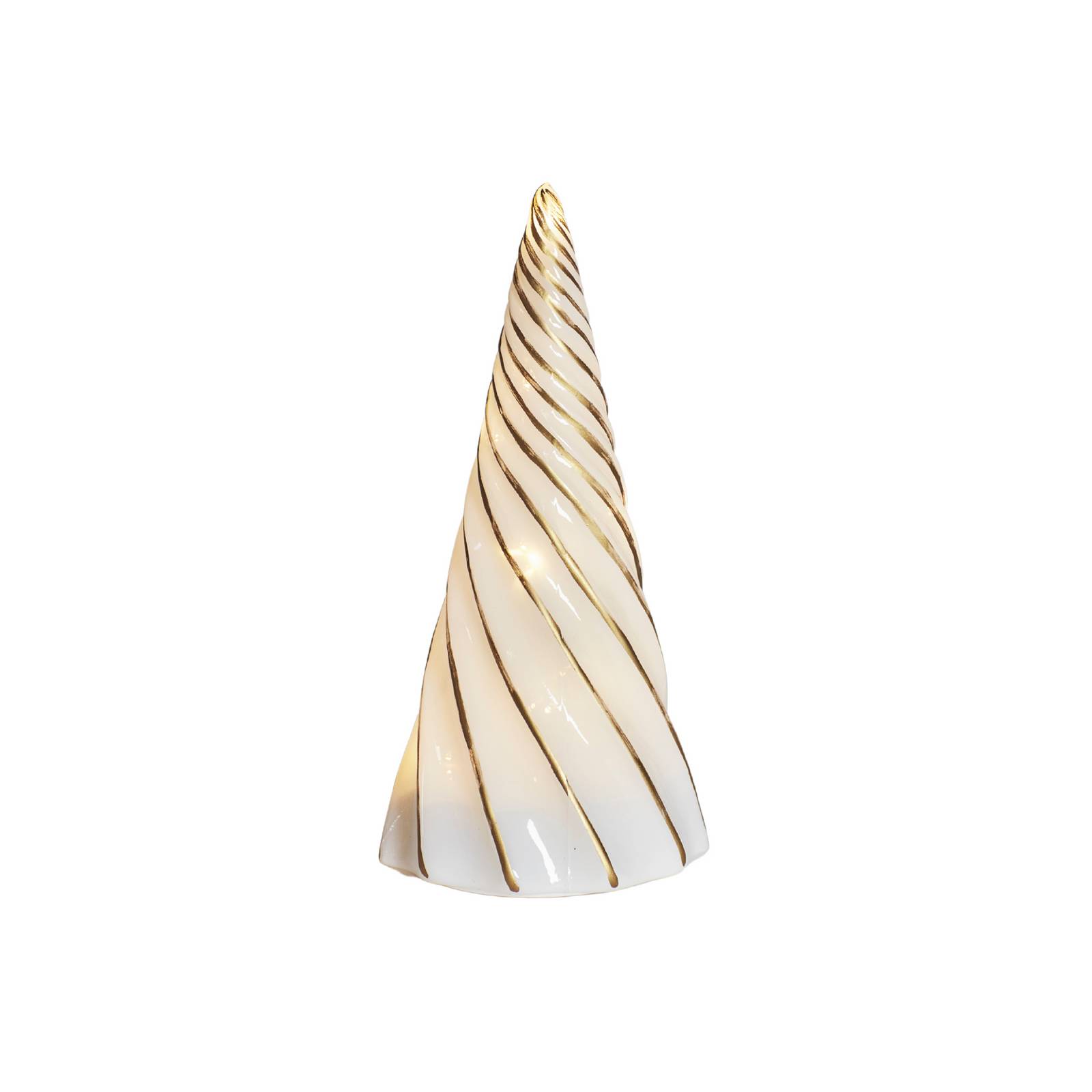 LED-Dekofigur Vilma, weiß/gold, Höhe 19 cm, Glas, Batterie