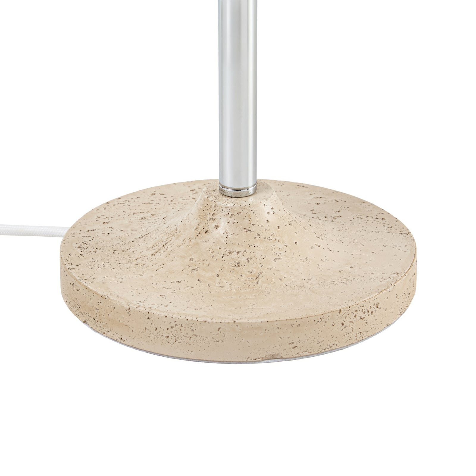 Lampe à poser Nola Elovie, naturel/chrome, tissu/travertin, 35 cm