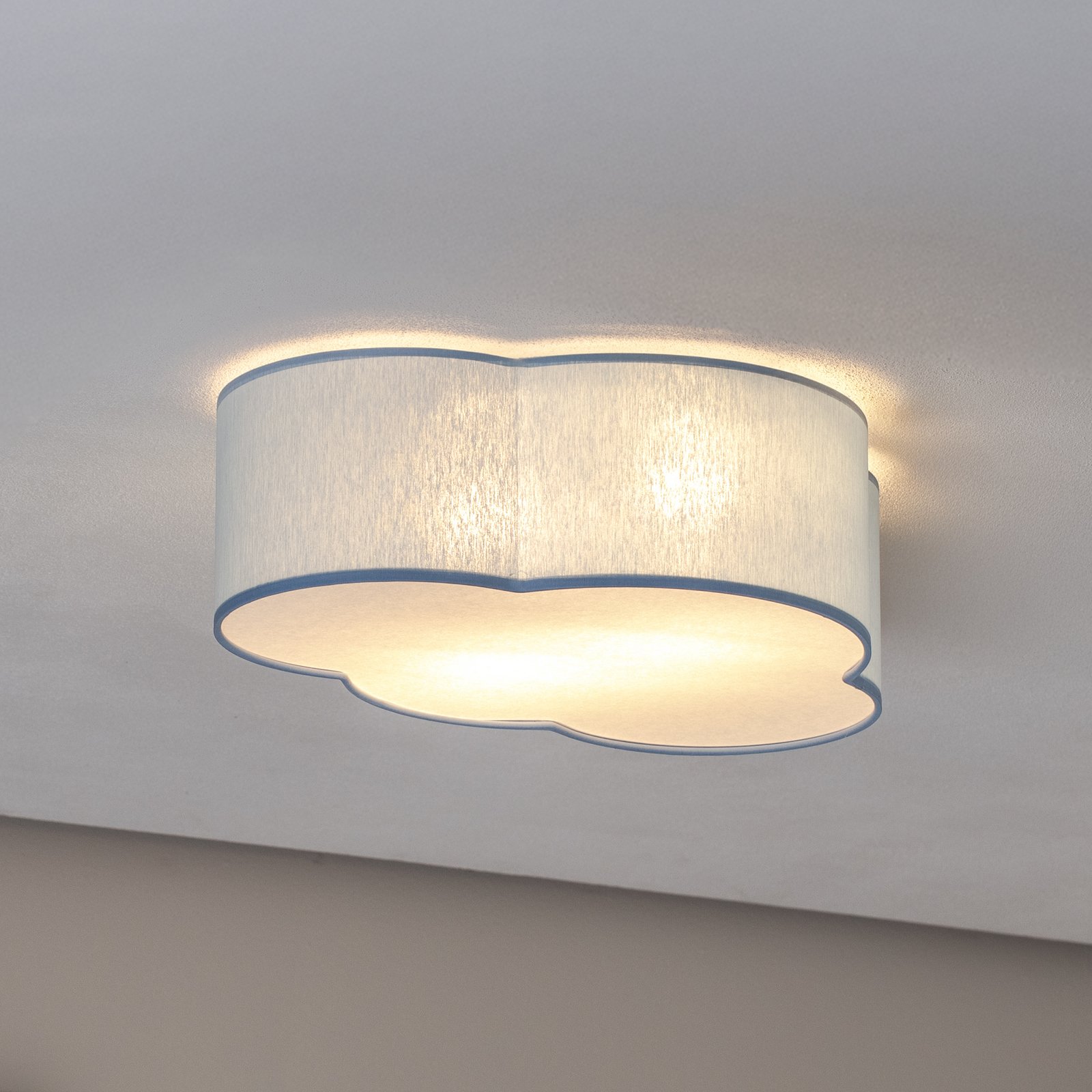 Cloud taklampe, blå, 43 cm lang, tekstil, sky, E27