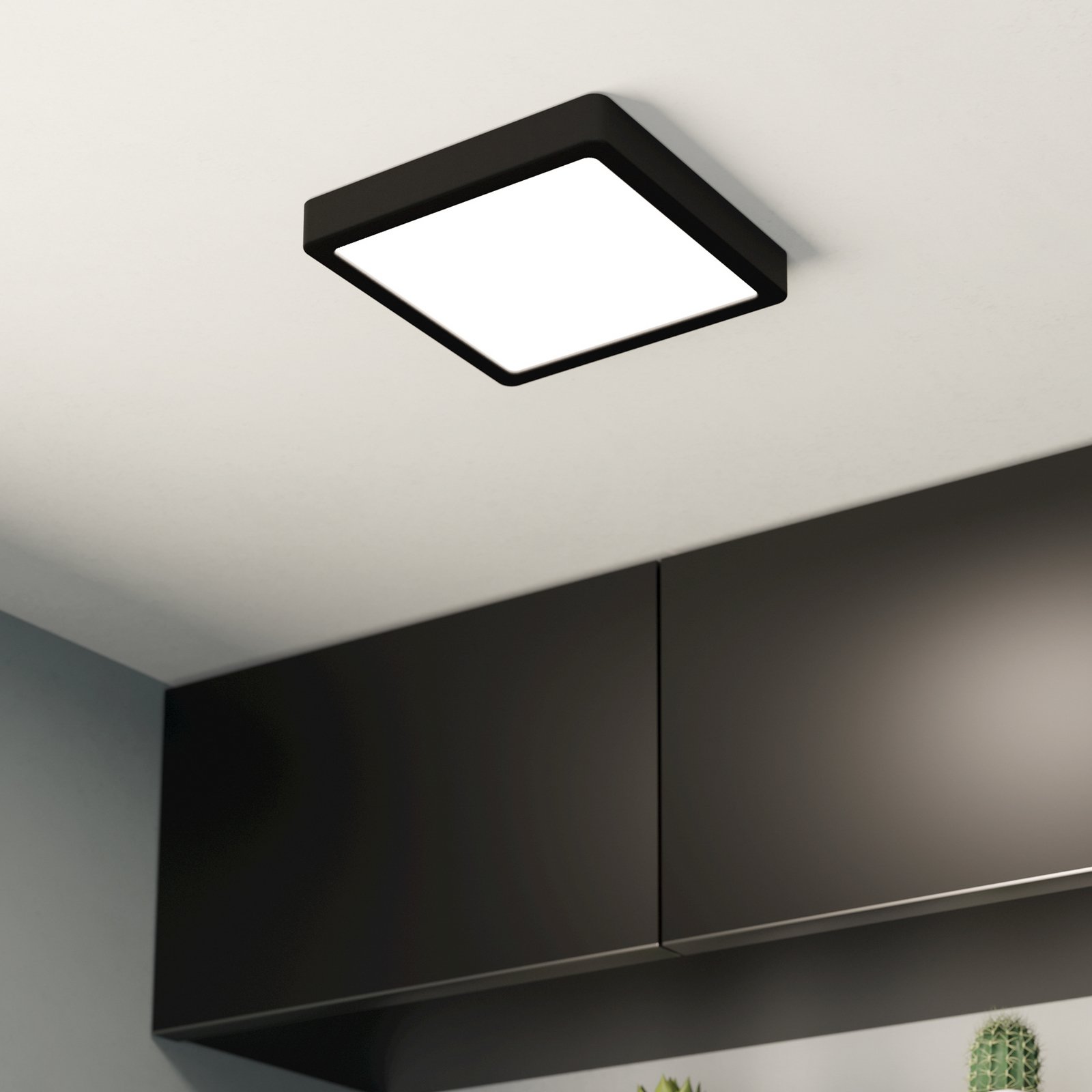 Lampa sufitowa LED Fueva 5 IP44 3000K czarna 21x21cm