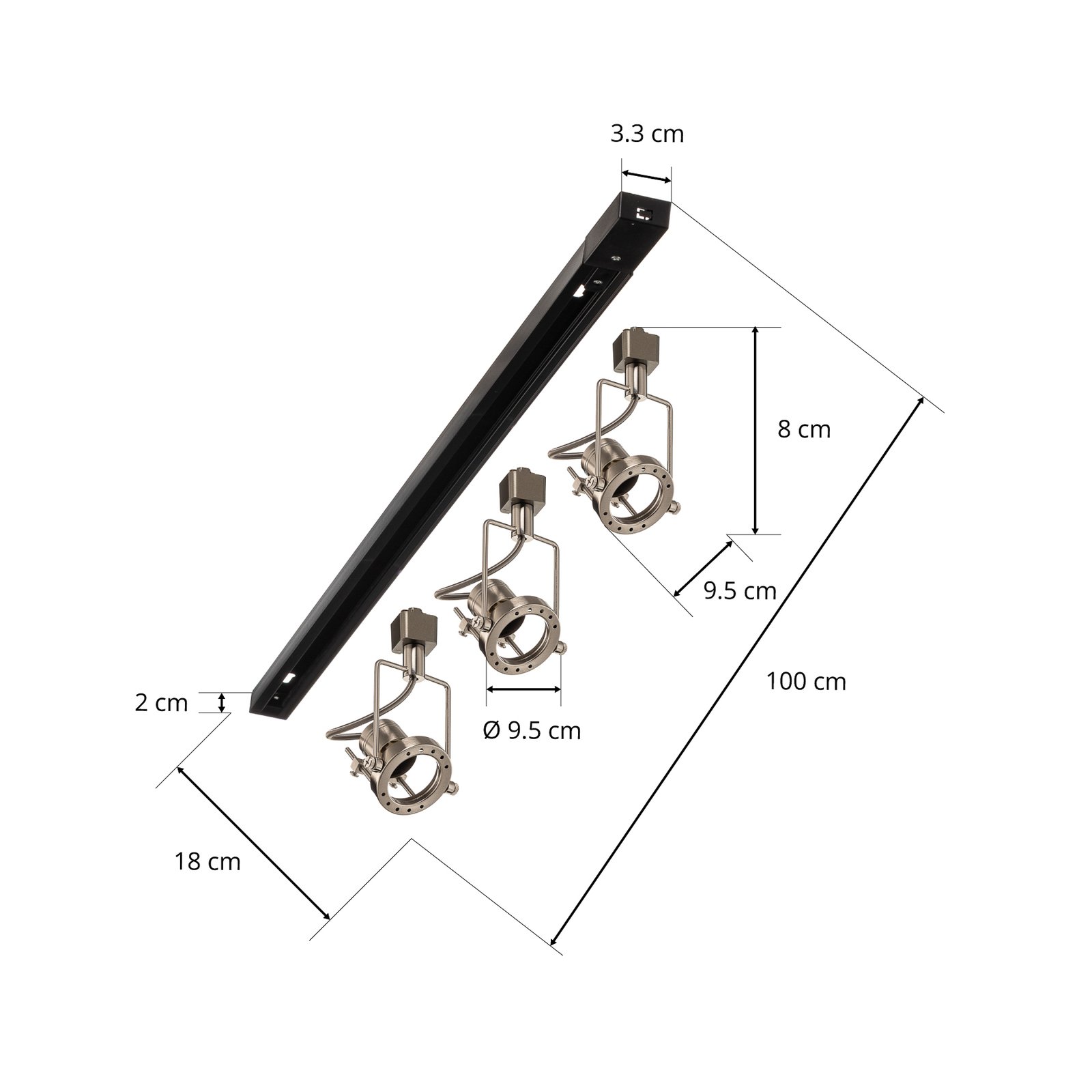 Prios Morganis système de lampes sur rail 1 phase 3-fl nickel