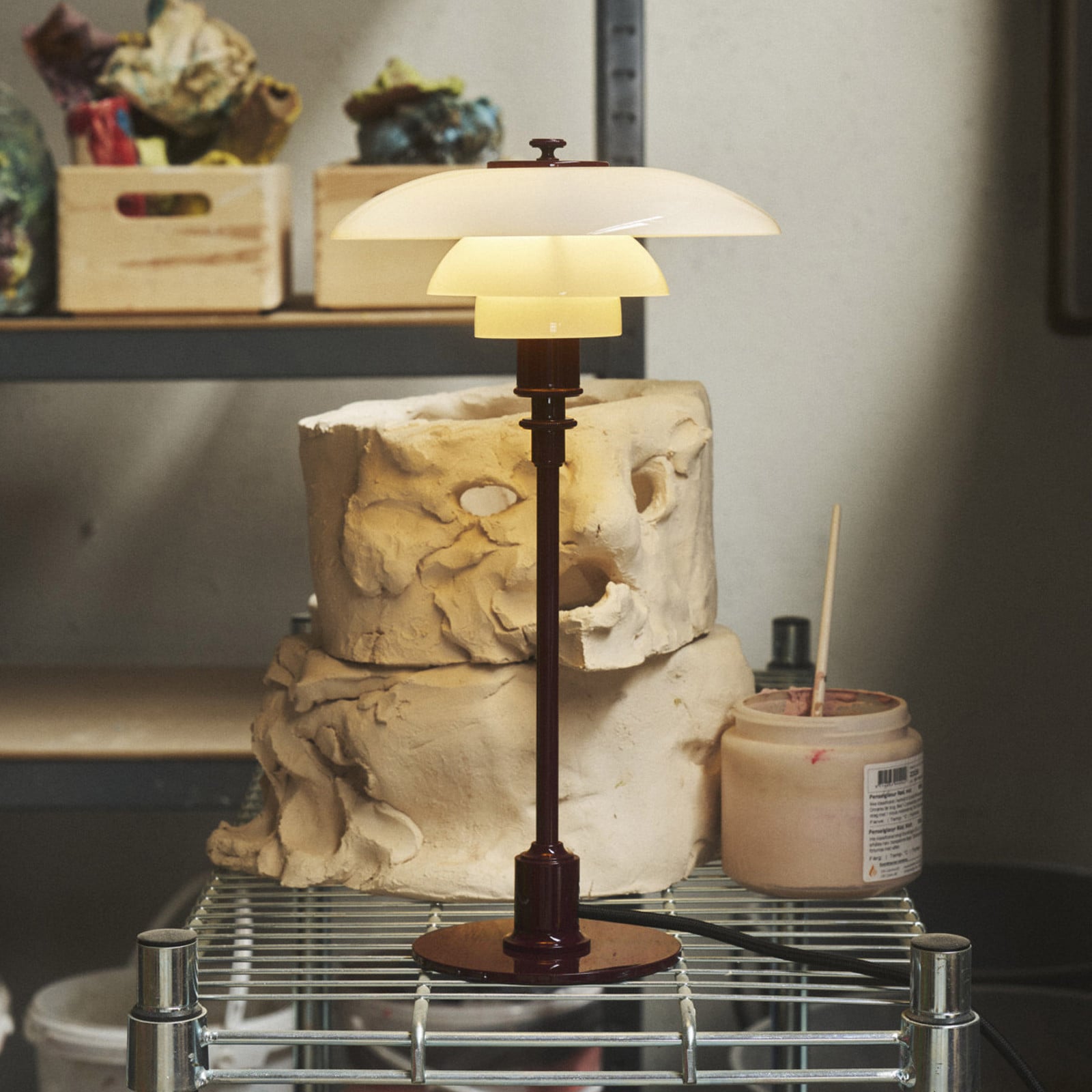 PH 2/1 bordlampe, Ø 20 cm, glansende burgunder – Louis Poulsen - Stue - Design - Glass - Med skjerm