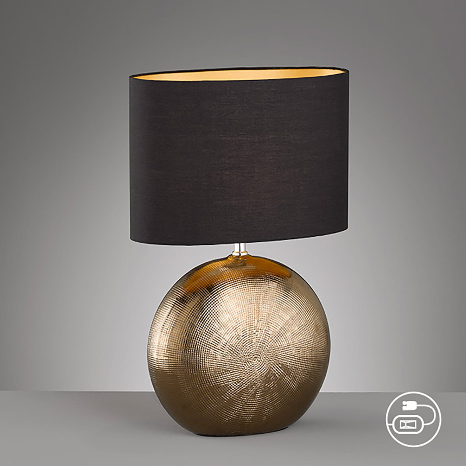 Lampa de masă Foro, bronz/negru, înălțime 53 cm
