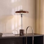 Lindby Tischleuchte Branford, Retro, burgund, Glas/Marmor