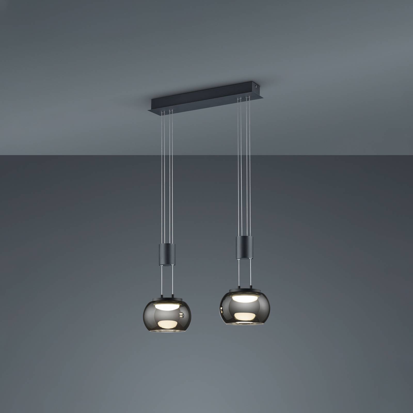 Trio Lighting Suspension LED Madison, intensité variable, à 2 lampes, noir