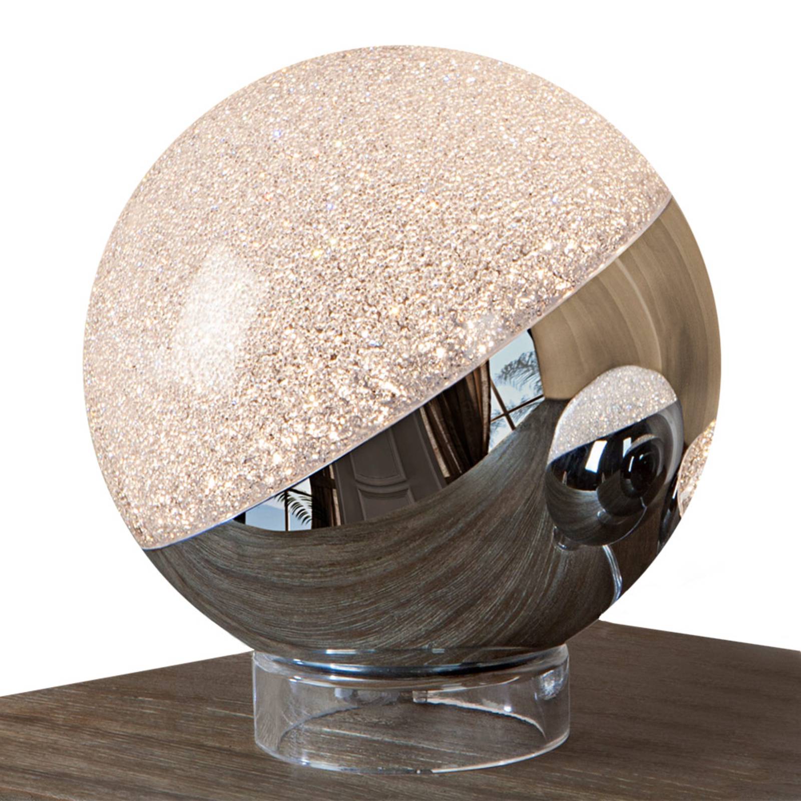 Levně Stolní lampa LED Sphere, chrome, Ø 20 cm