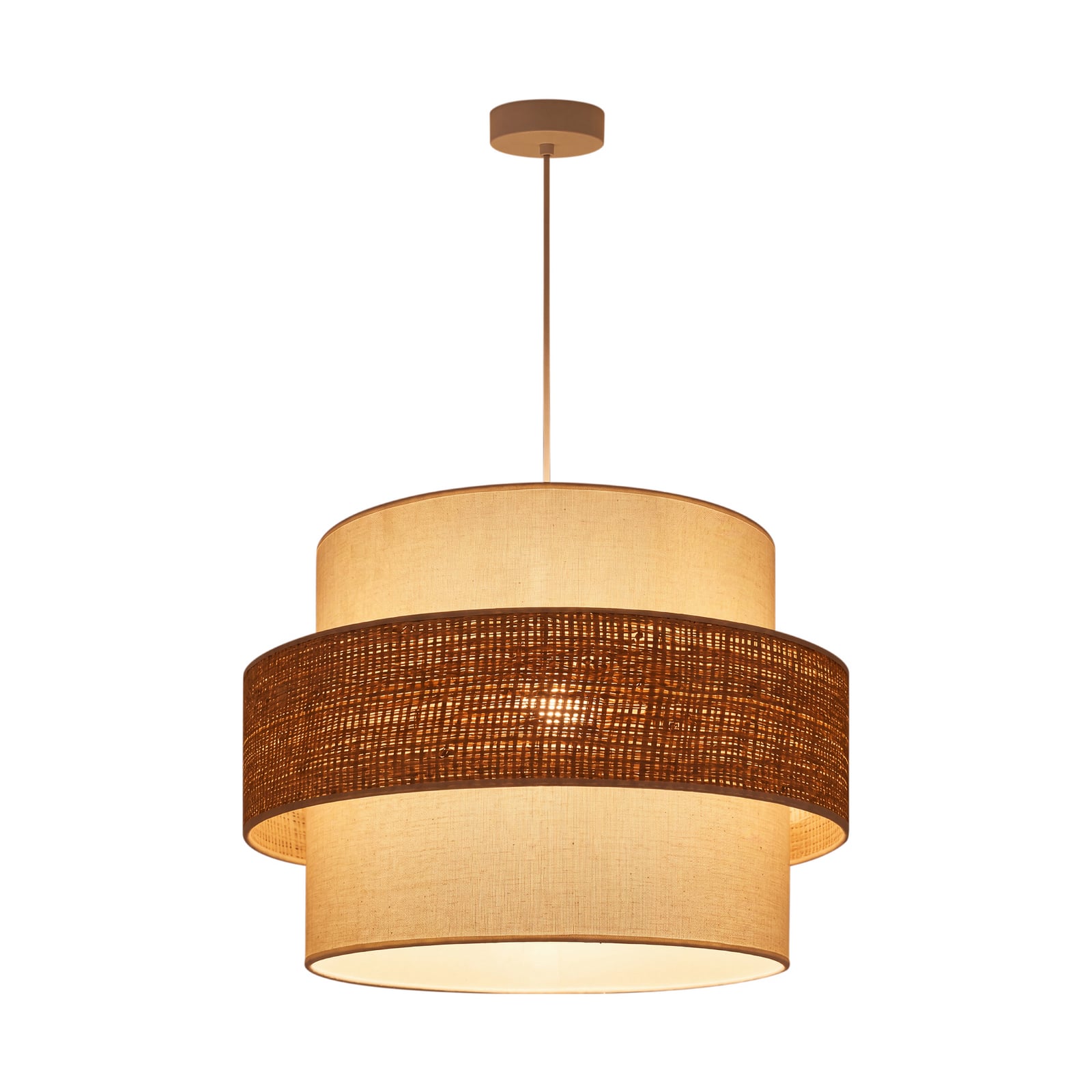 Lampada a sospensione Space, ecru/beige, 1 lampadina, tessuto, E27 - Duolla