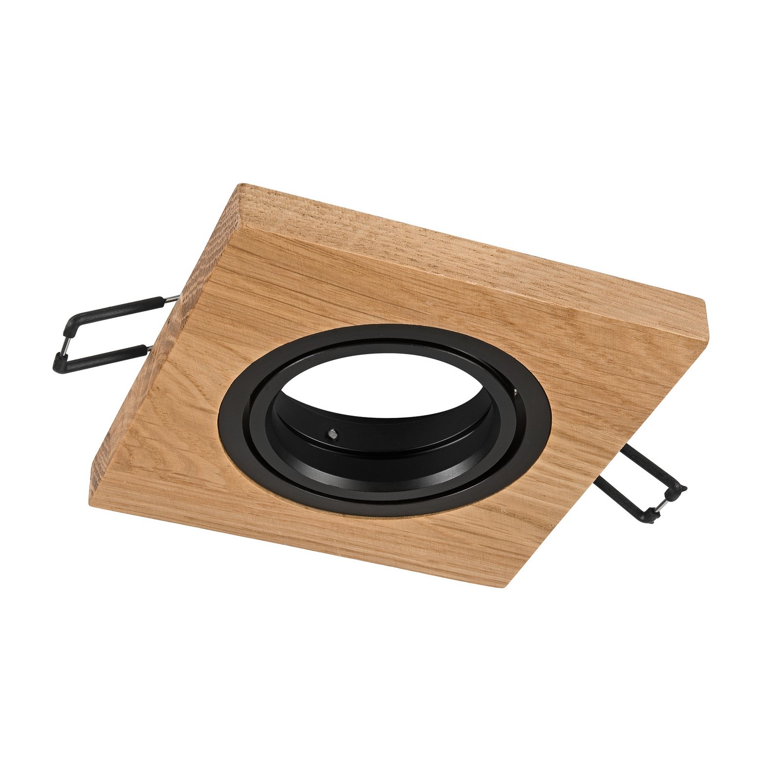 Forsænket loftlampe Tobby, 10 x 10 cm, egetræ, GU10