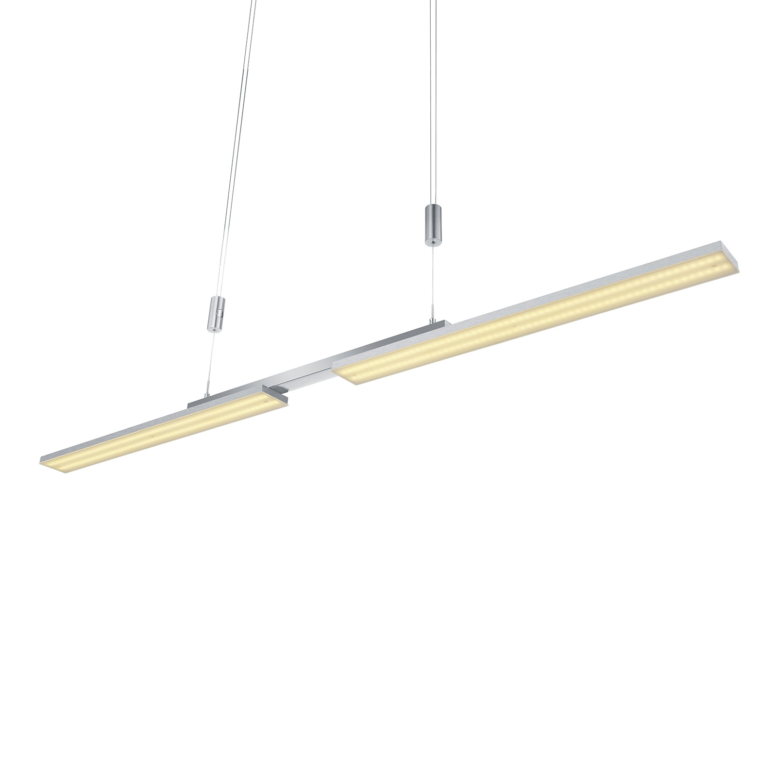 B-Leuchten Less LED hanging light, matt nickel, for Living / Dining Room, metal, 36 W, energy efficiency: A+, L: 130 cm, W: 6 cm