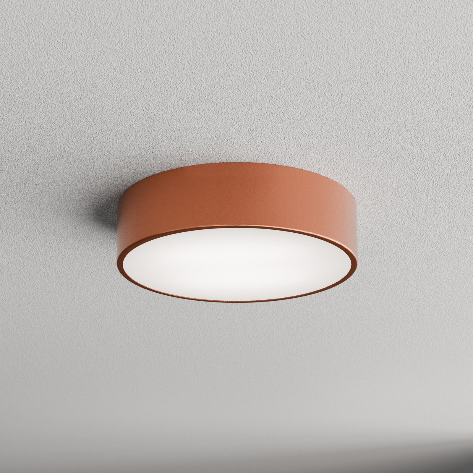 Cleo 300 loftlampe, kobber, sensor, IP54, Ø 30 cm, metal