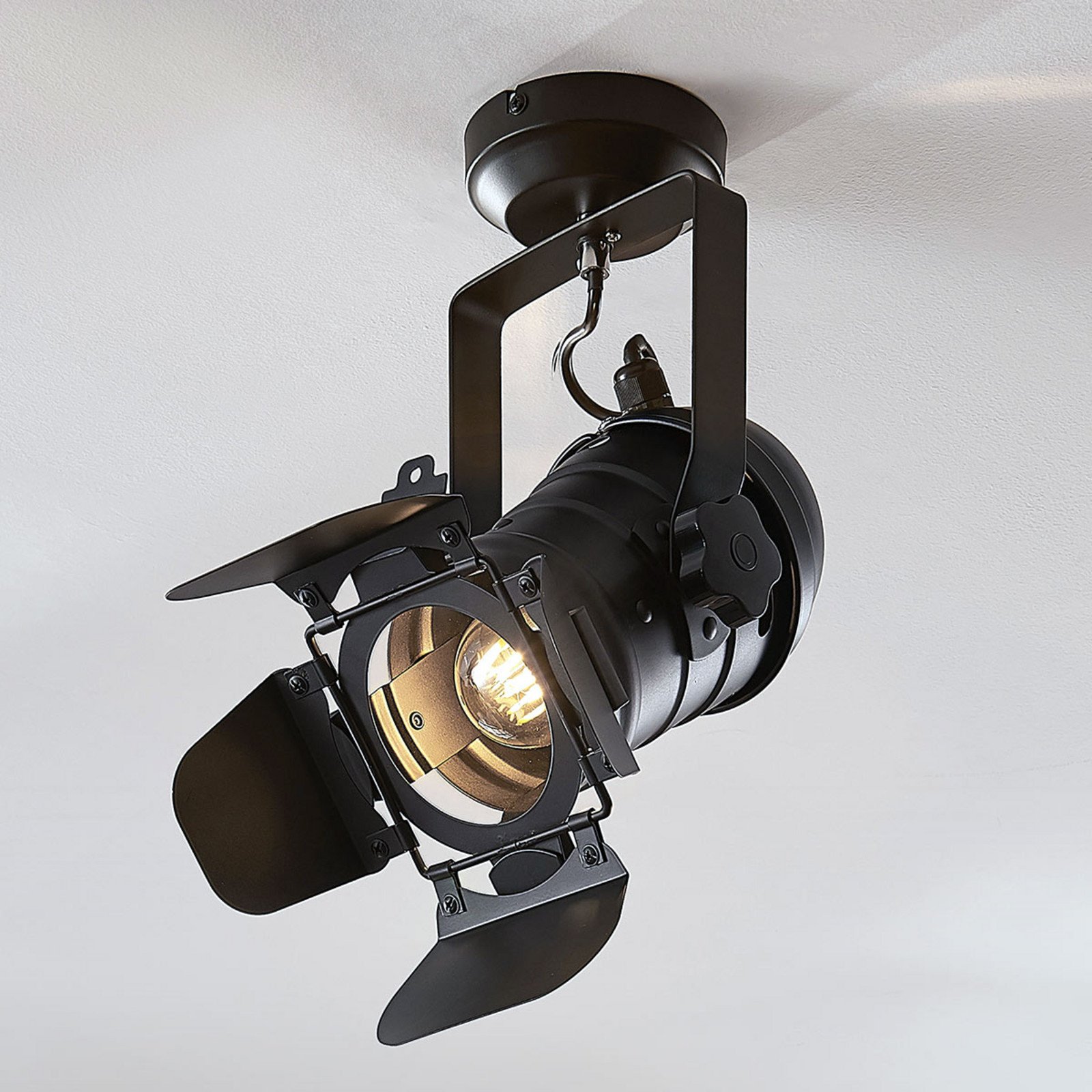 Lindby spot de plafon Tilen 1 bec negru metal 38cm - Camera de zi / sufragerie