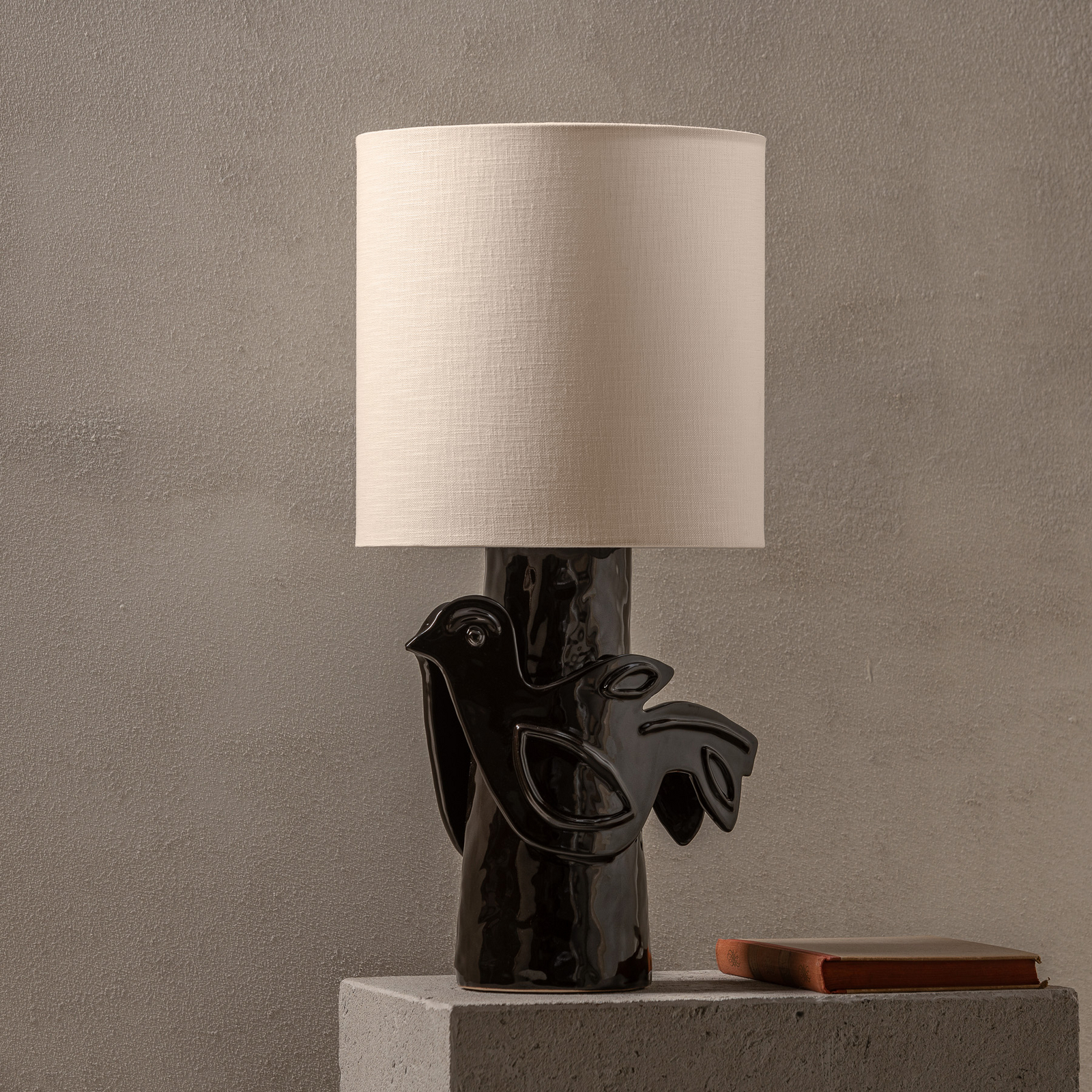 BLACK/BEIGE PALOMA bordlampe, stentøj, tekstil, højde 52 cm, E27 – Serax