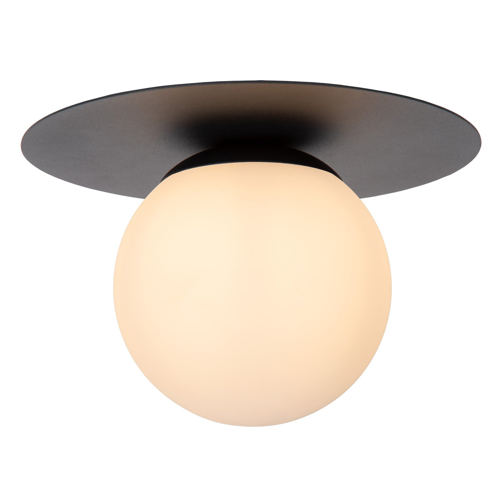 Tricia ceiling light, black, Ø 25 cm, glass, 1-bulb, E27