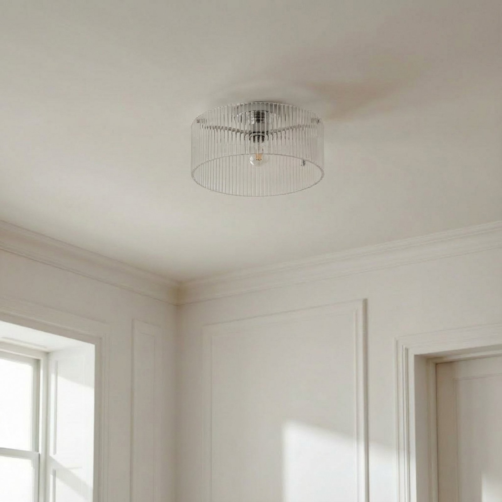 Lucande Deckenleuchte Meritt, chrom/klar, Ø 40 cm, Glas Lucande Deckenleuchte Meritt, chrom/klar, Ø 40 cm, Glas