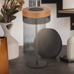 Booha rechargeable table lamp, brown, metal, IP44, dimmable