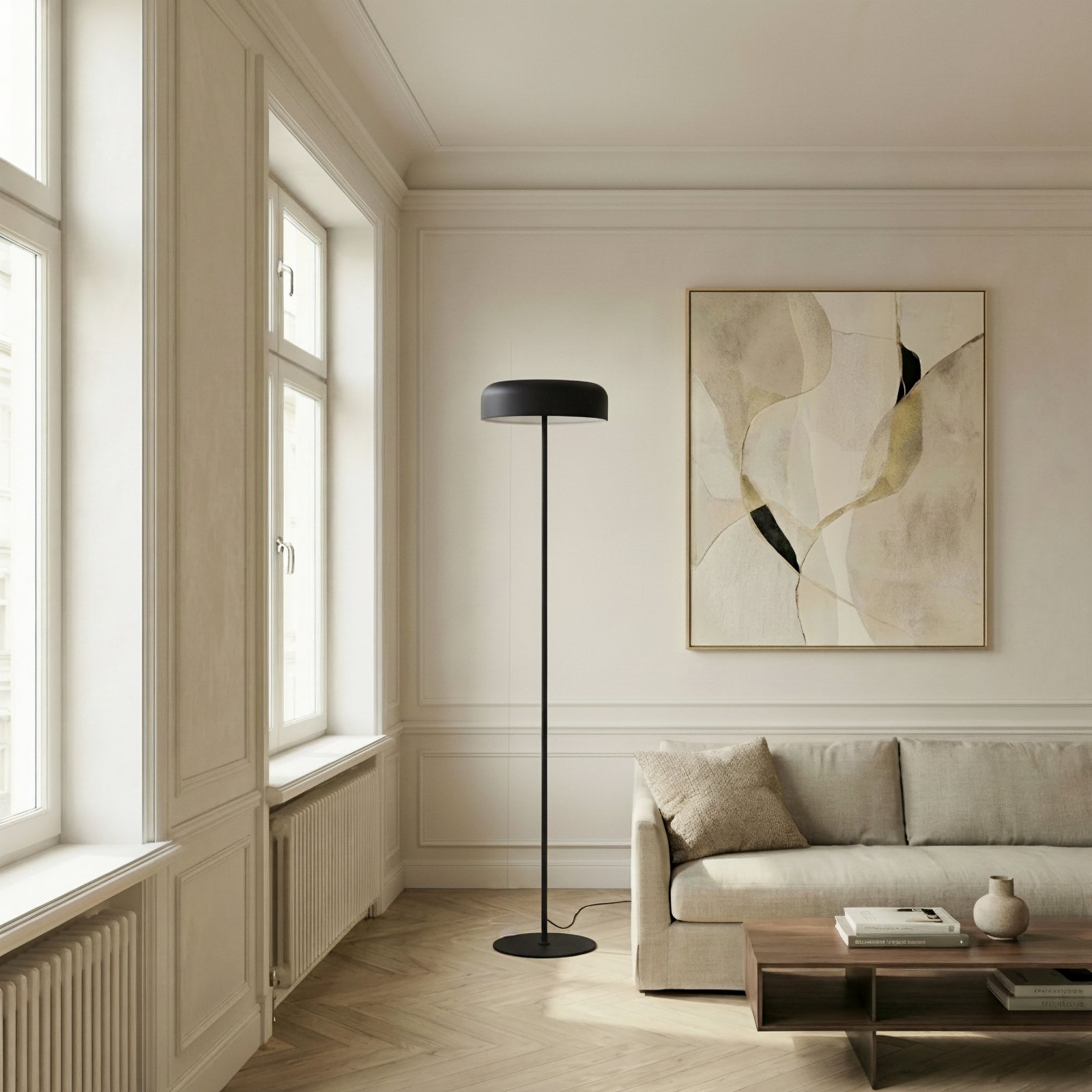 Lampa stojąca Lindby Edion, czarna, metalowa Lampa stojąca Lindby Edion, czarna, metalowa