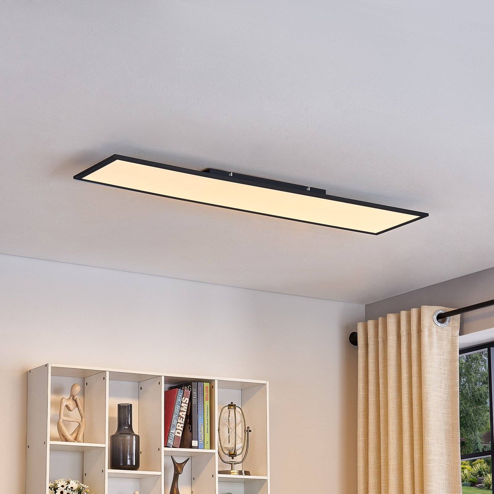 Lindby Lamin LED-panel rektangel svart 119,5 cm