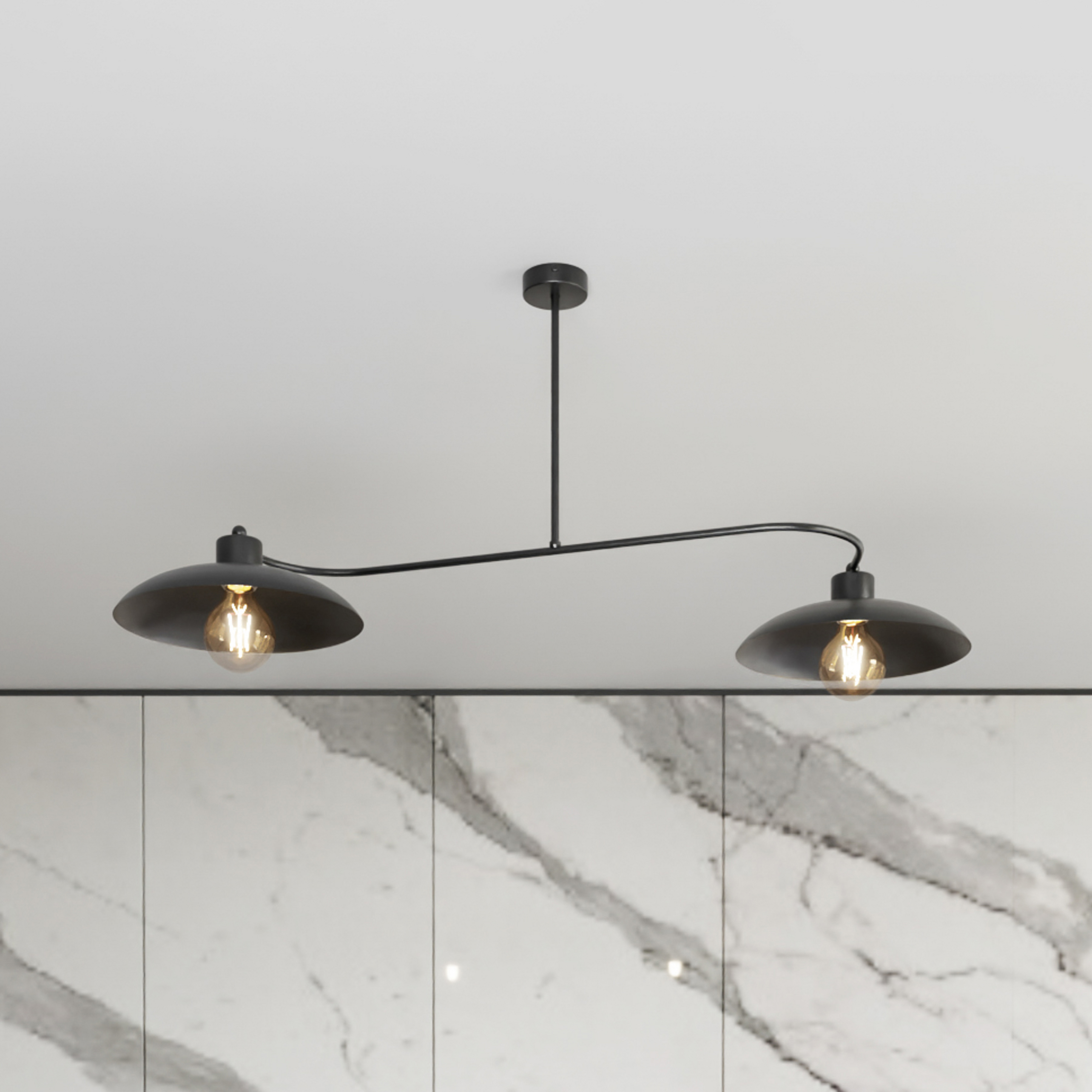 Plafonnier Foster, à 2 lampes, 100 cm, noir, métal