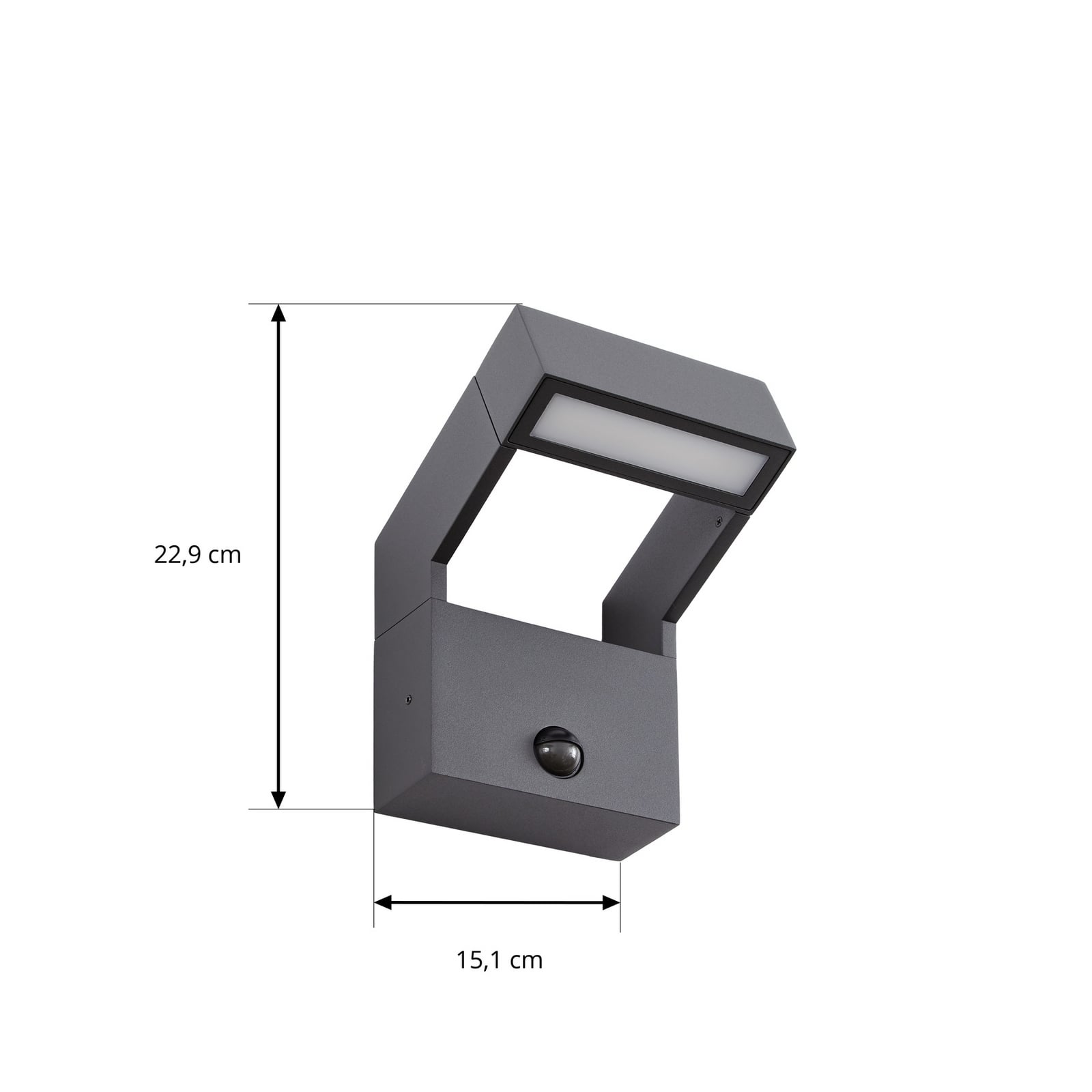 Lampa de perete pentru exterior cu LED Arcchio Kovato, cu senzor, gri închis,