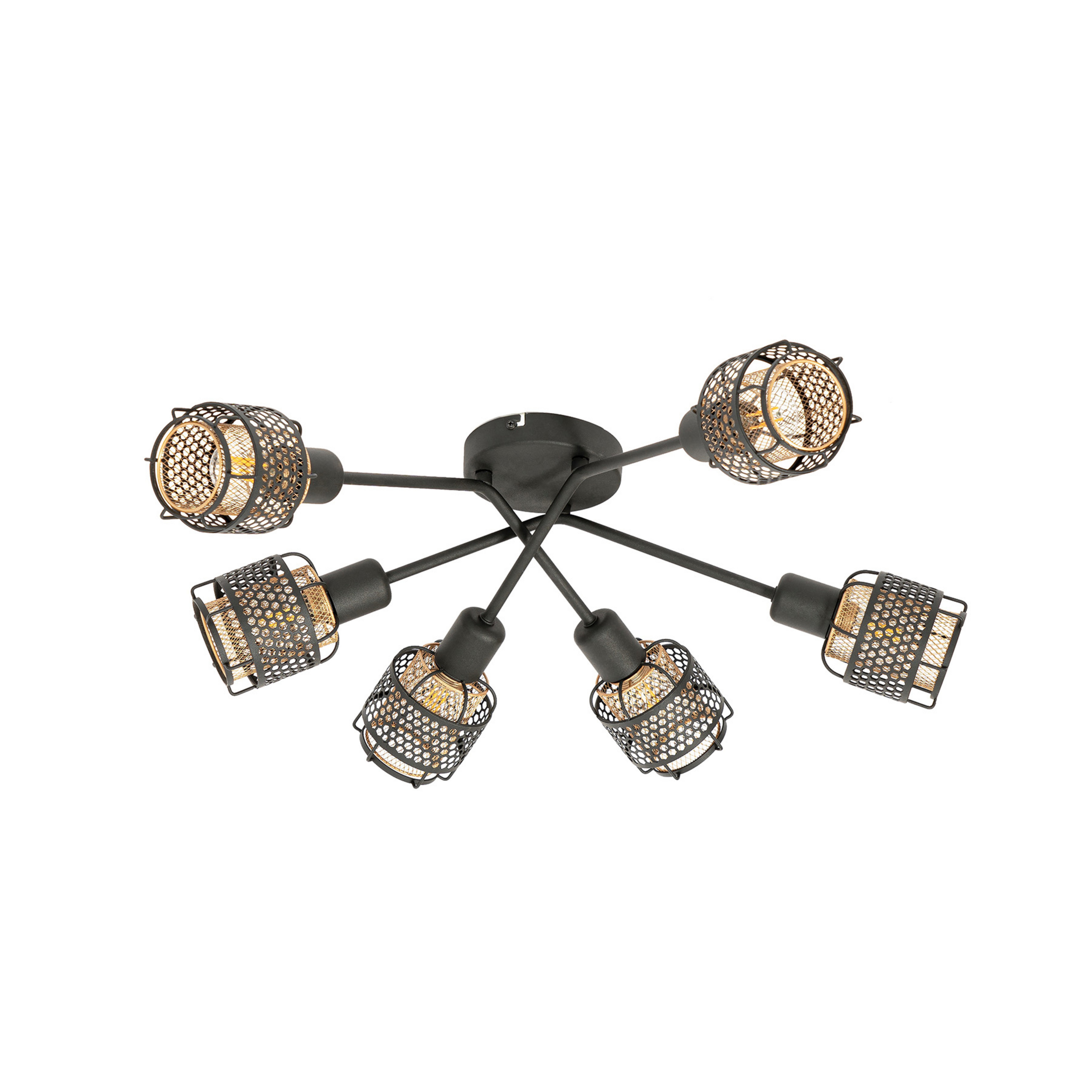 Lampa sufitowa Lindby Eudoria 6-punktowa czarny/złoty