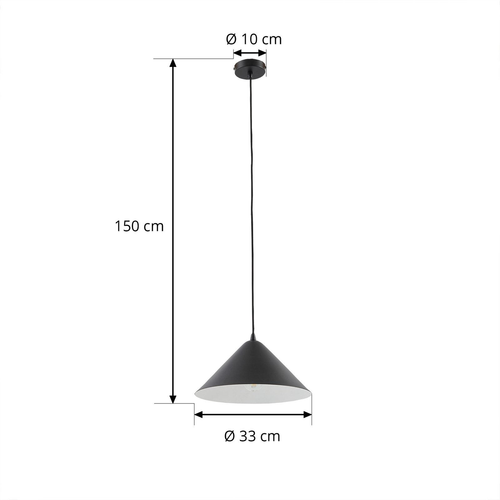 Lindby rippvalgusti Clarine, must/valge, Ø 32 cm, metall