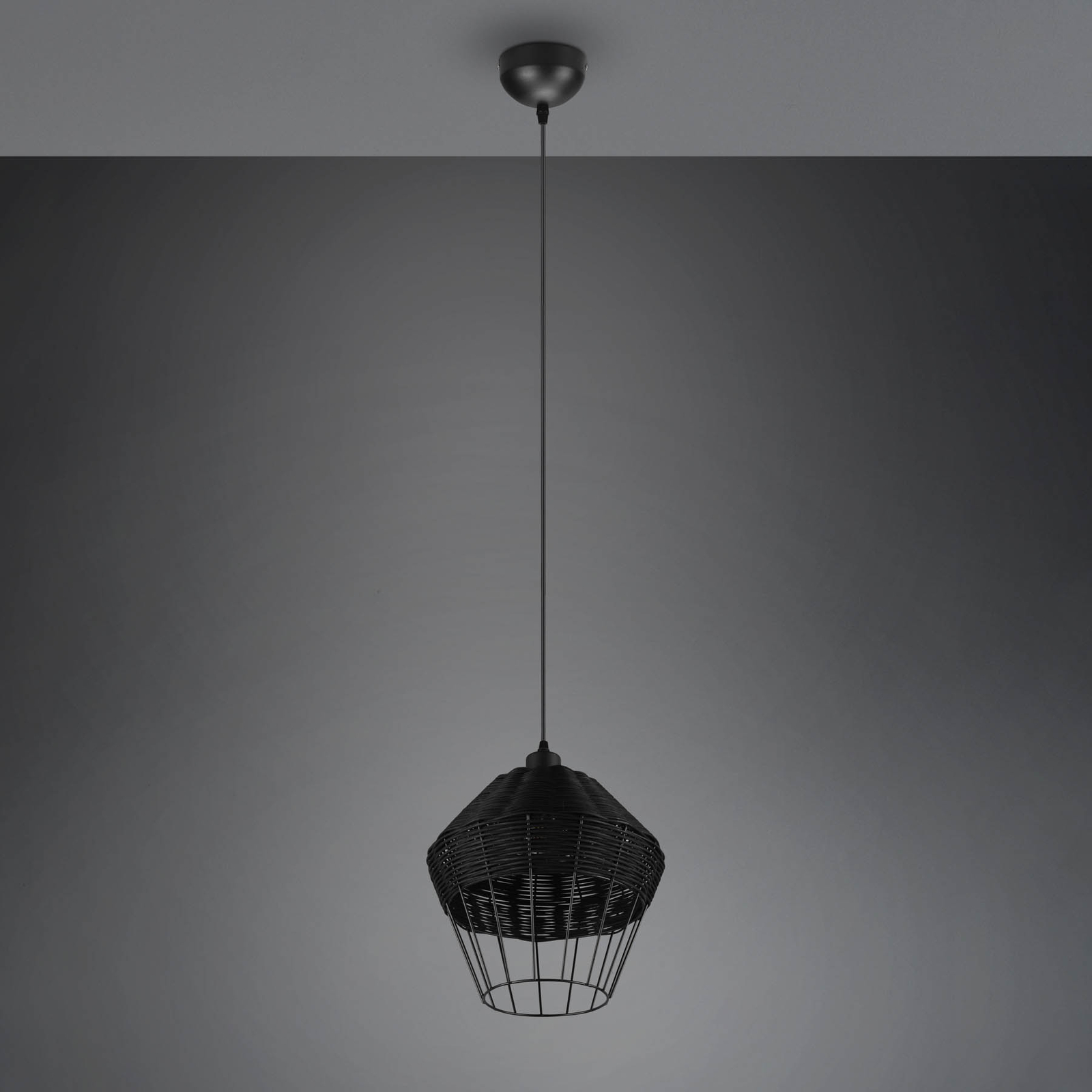 Lampă suspendată Borka, o singură lumină, Ø 30 cm, negru