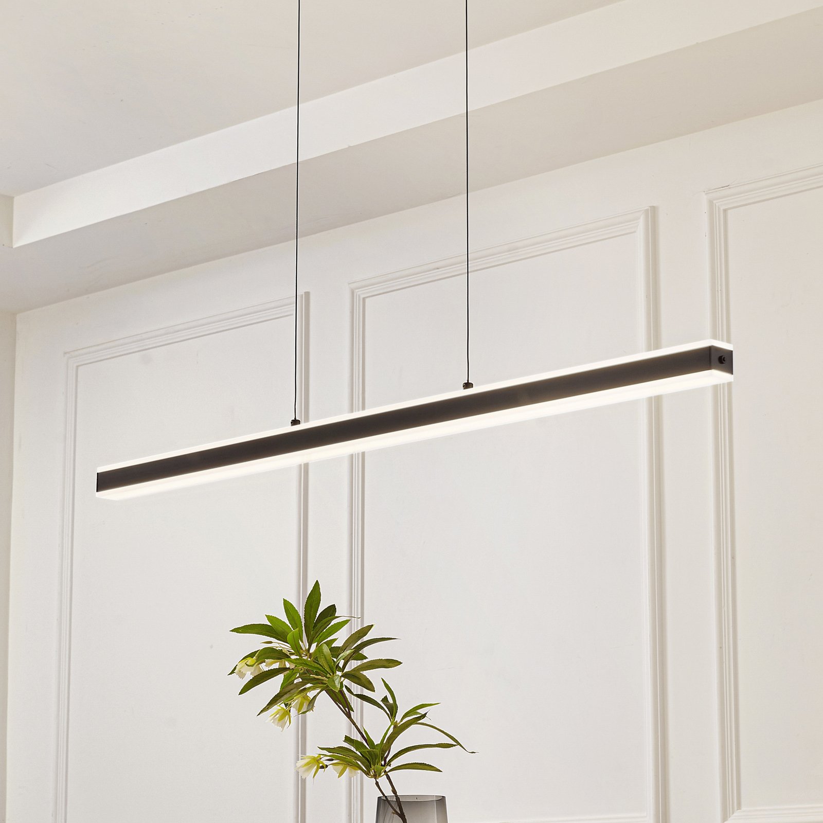 Lucande LED pendant light Pendolo, black, aluminium, 120 cm