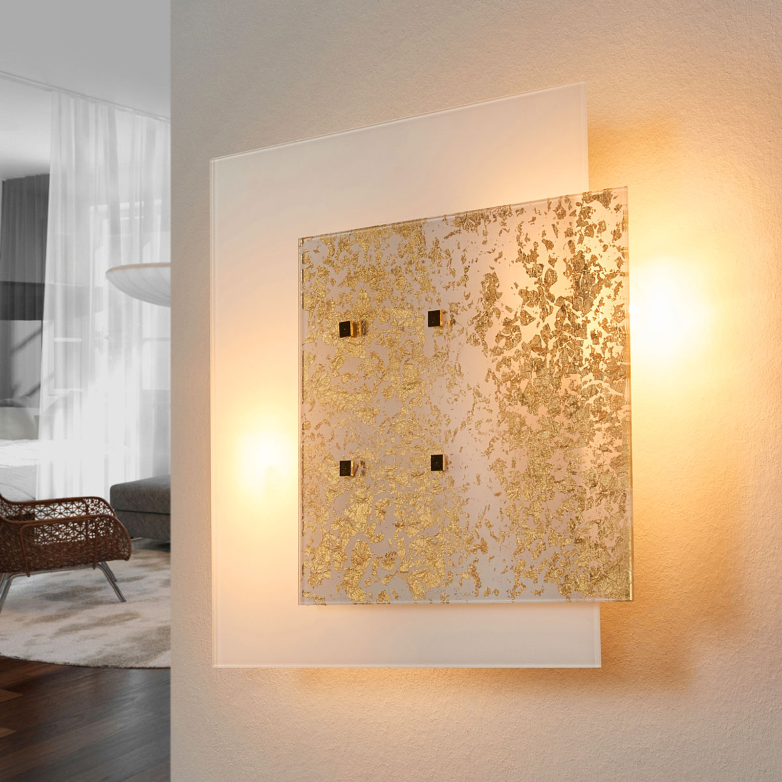 Wandleuchte Royal GD 0008/2A, blattgold, 36x35