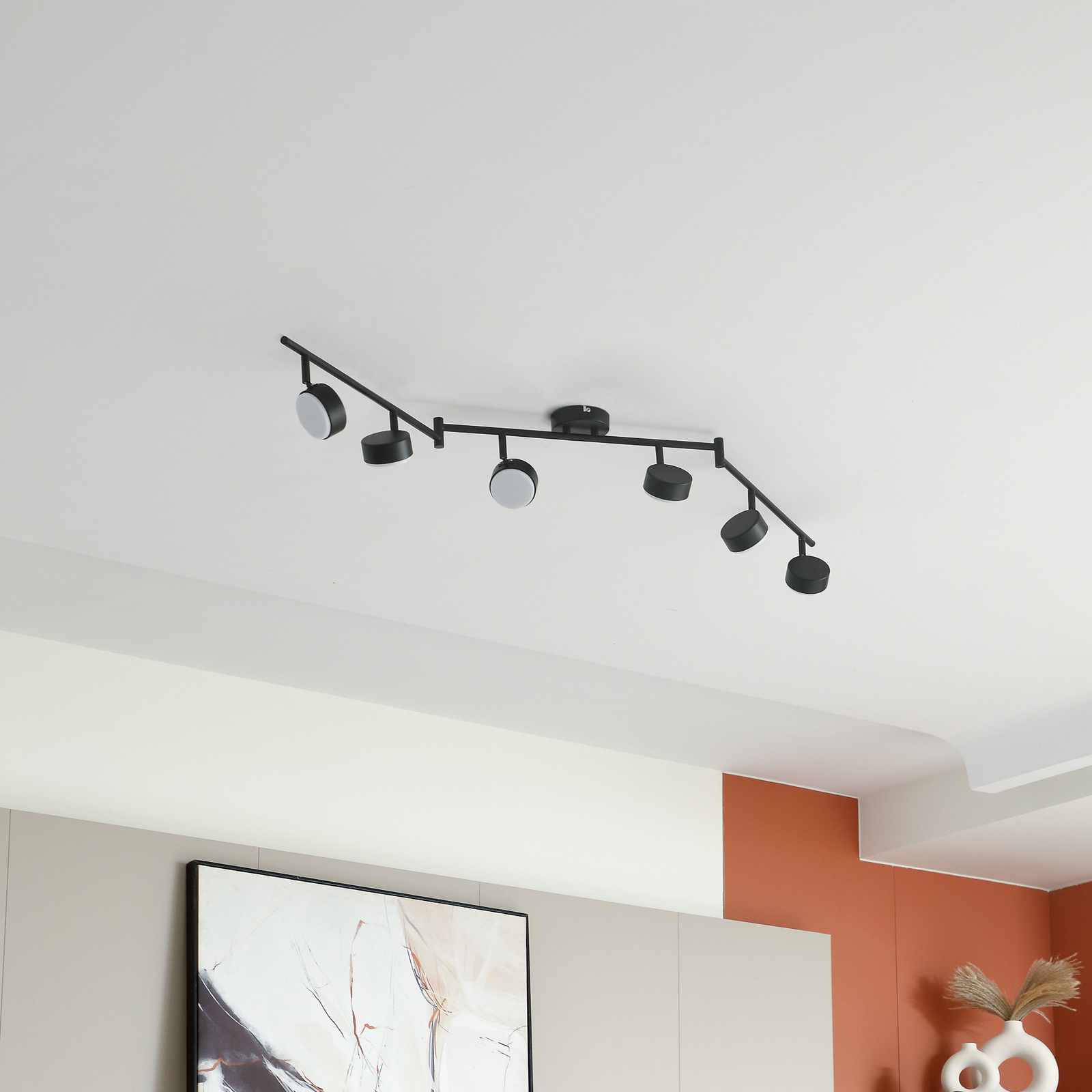 Lindby taklampe Jyla, 6 lyskilder, matt svart