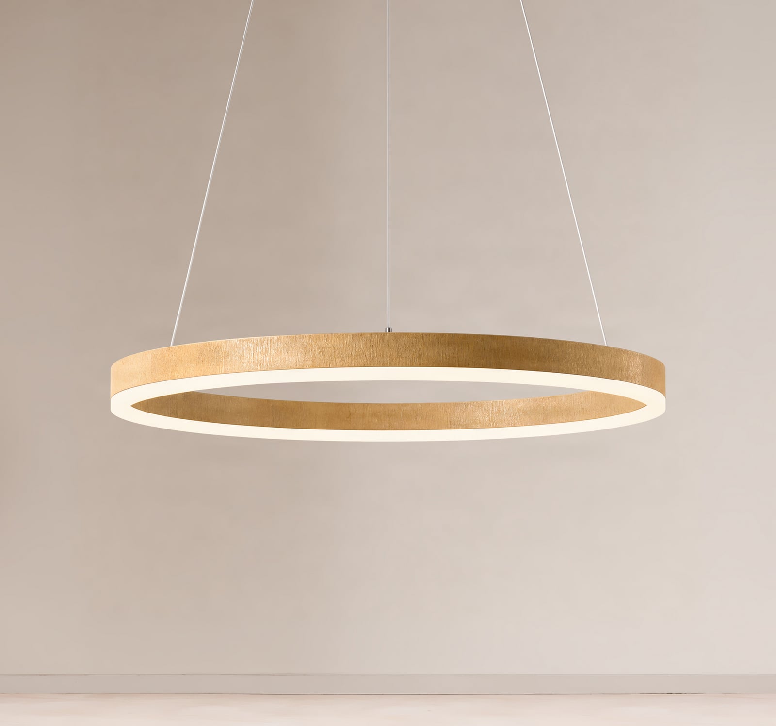 Lucande LED-visoka svetilka Thelma, naravni hrast/siva, Ø 70 cm